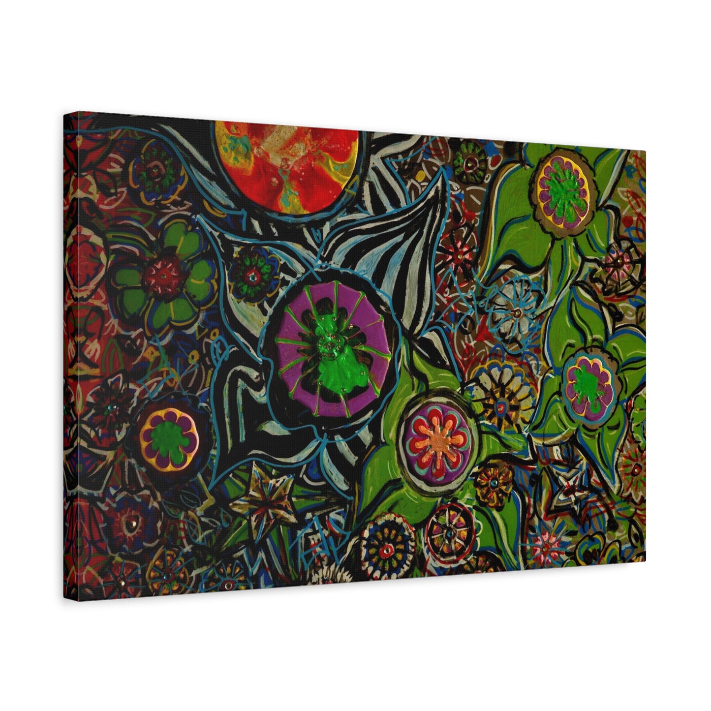 Urban_gardening-03 - Psychedelic Floral Canvas Print — Vibrant Abstract Garden Wall Art