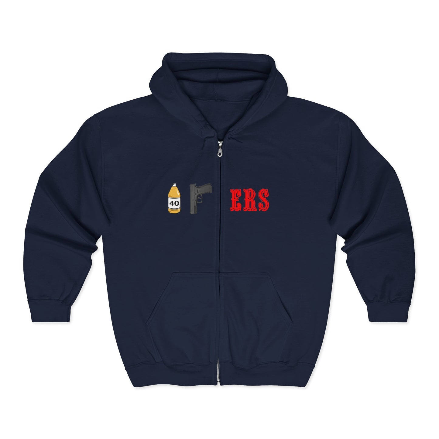 Zip Hoodie "40oz PERS" Graphic Full-Zip Hooded Sweatshirt — Urban Streetwear Gift