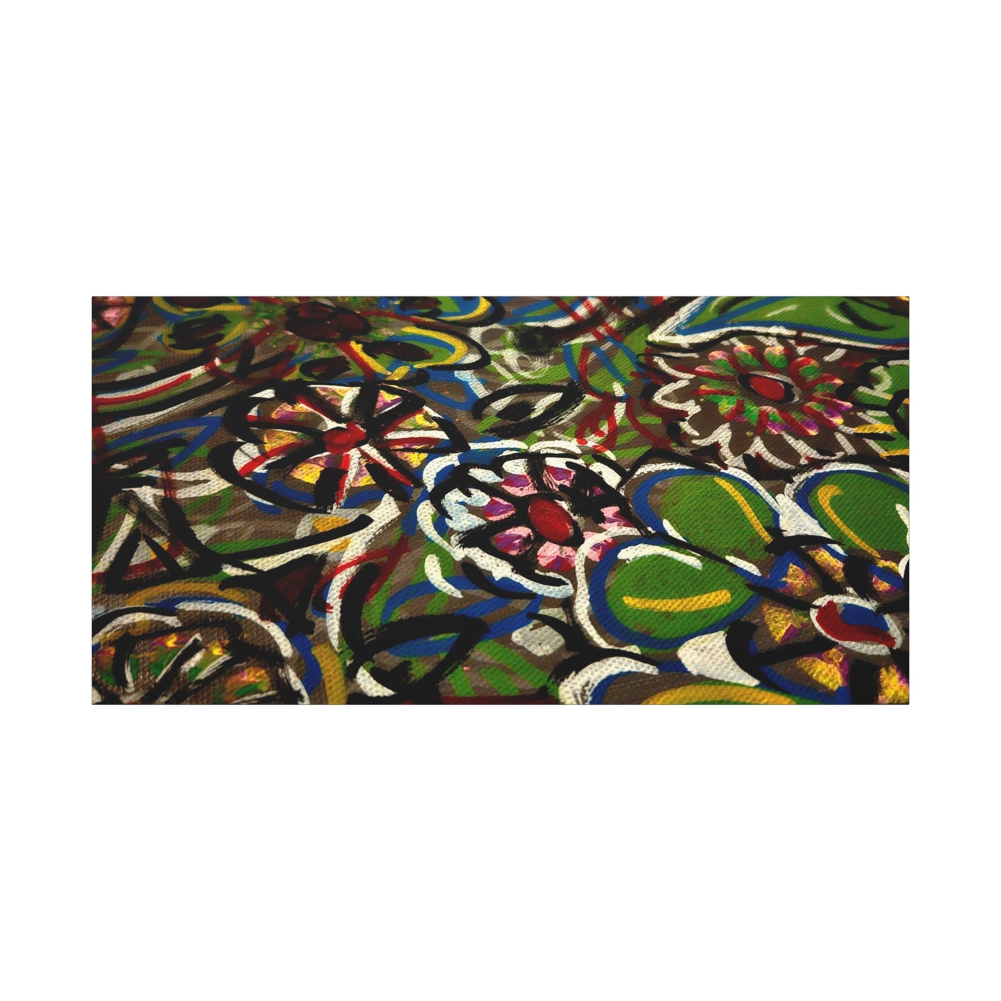 Urban_Gardening - Abstract Floral Canvas Print — Colorful Street-Art Style Stretched Wall Art