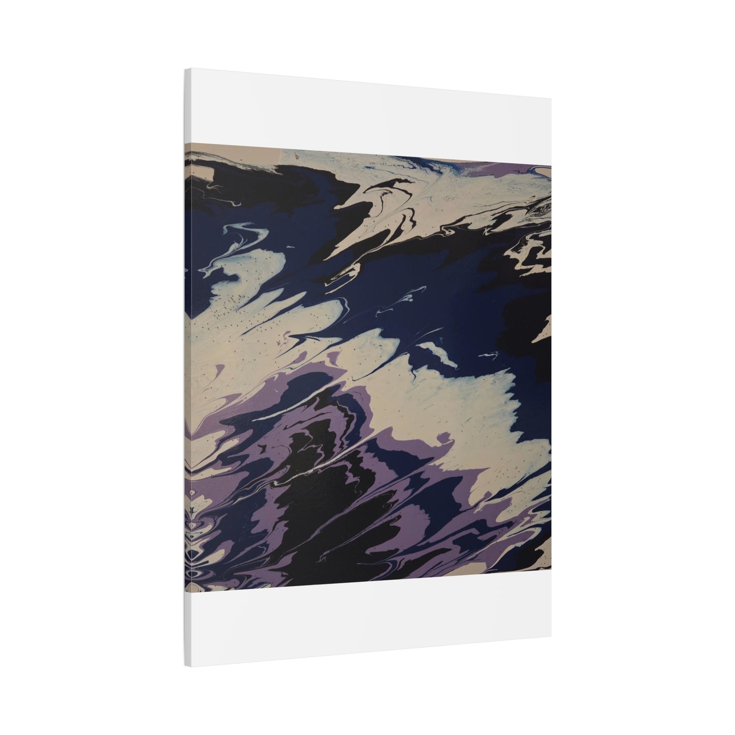 Abstract Navy & Lavender Wave Matte Stretched Canvas (1.25")