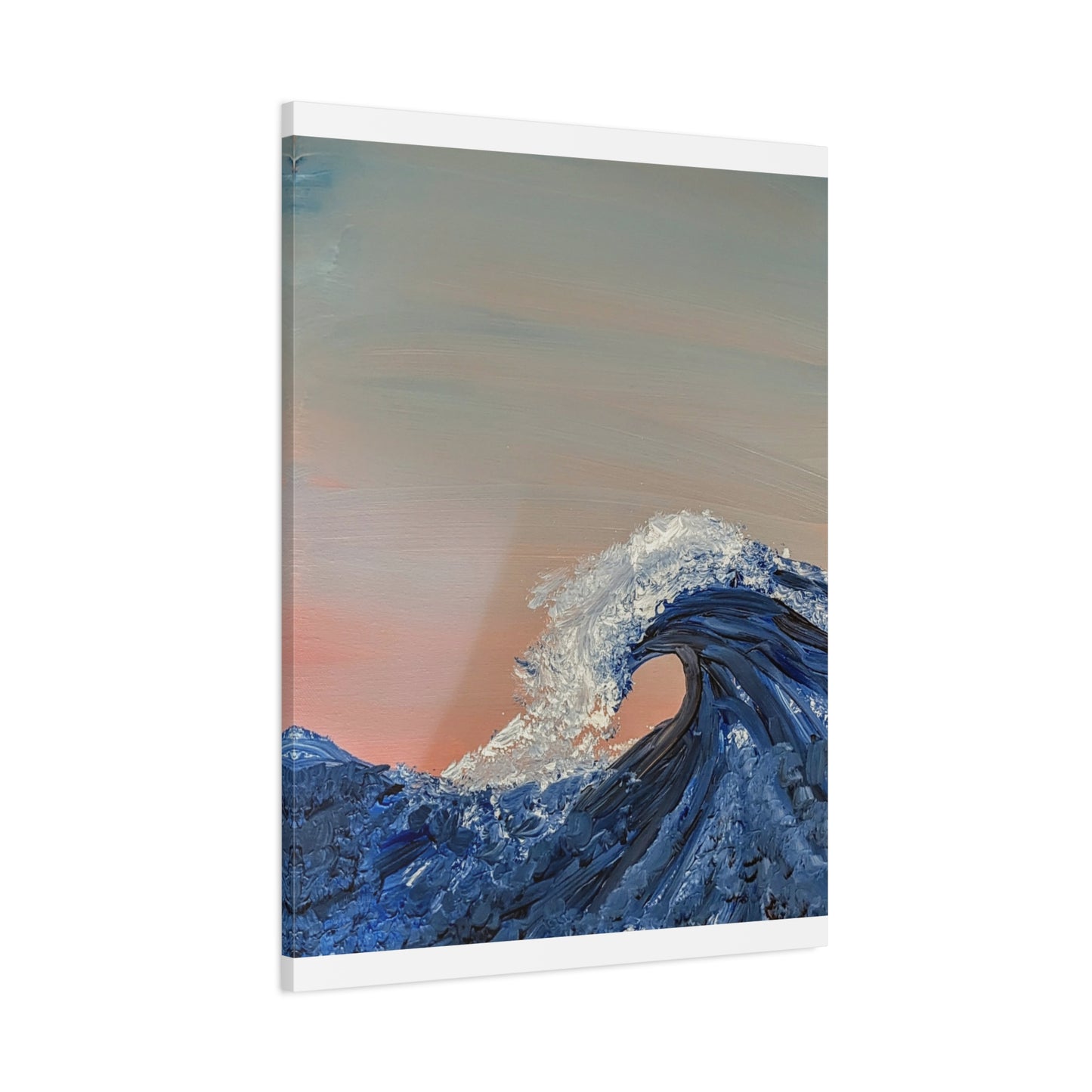 California_Coast - Ocean Wave Canvas Art — Blue Wave Seascape Matte Stretched Canvas