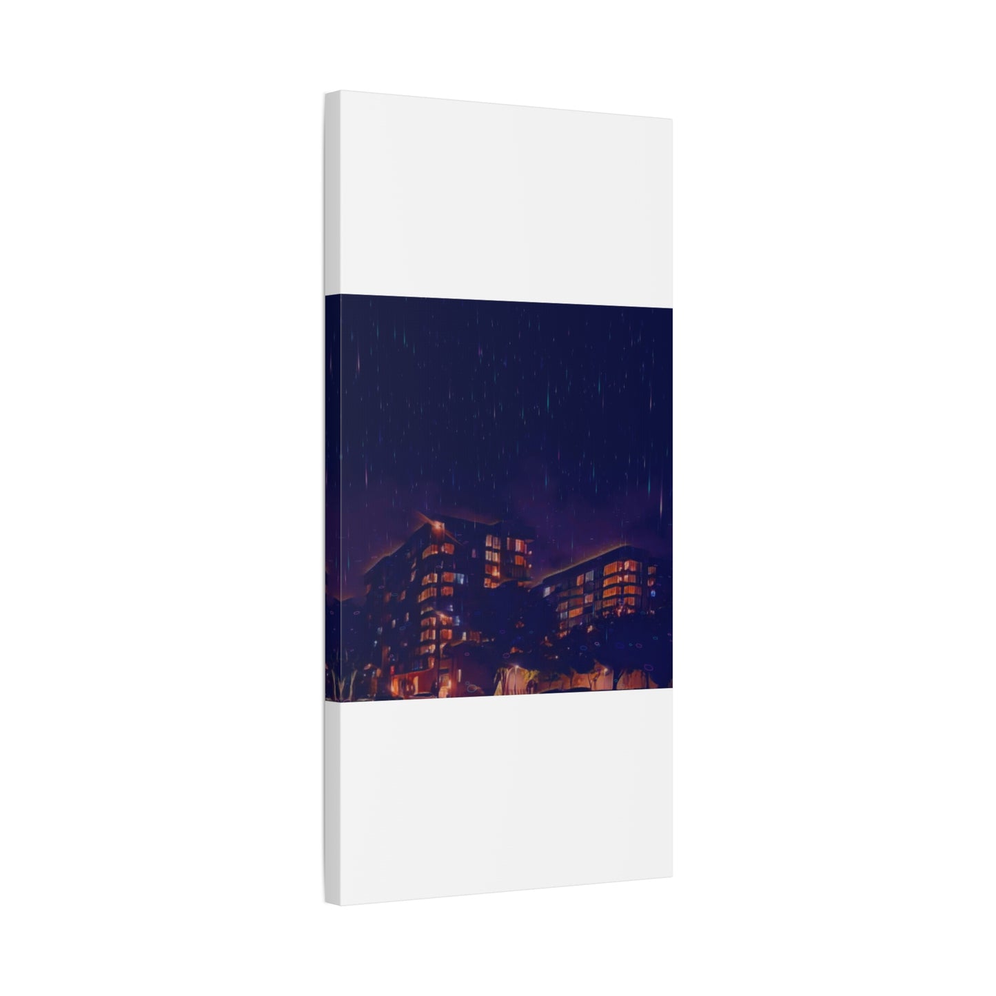 Neon Percipitation @ night - Canvas Print — Moody Urban Wall Art