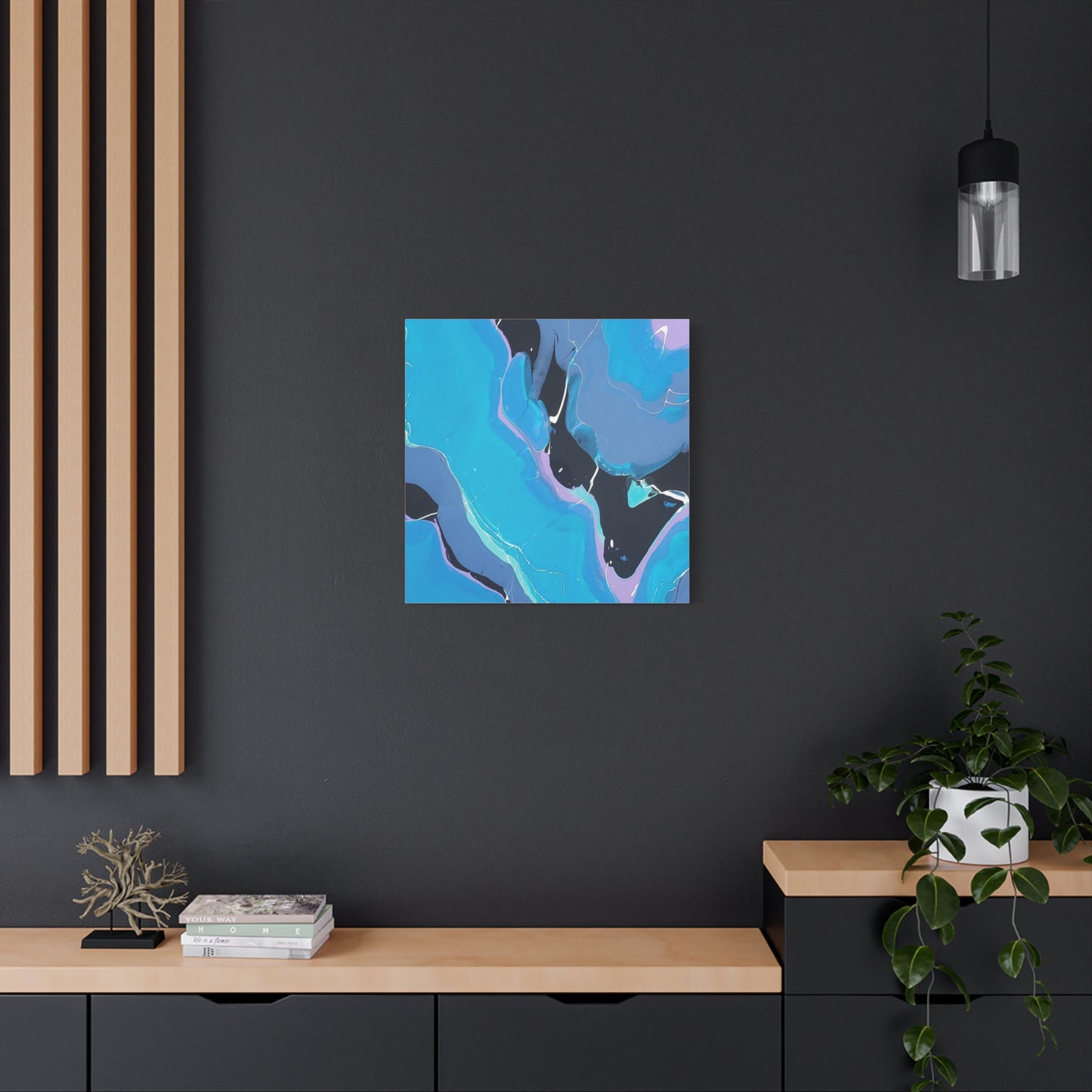 Abstract Blue Fluid Art Canvas Print — Matte Stretched Wall Art 1.25"