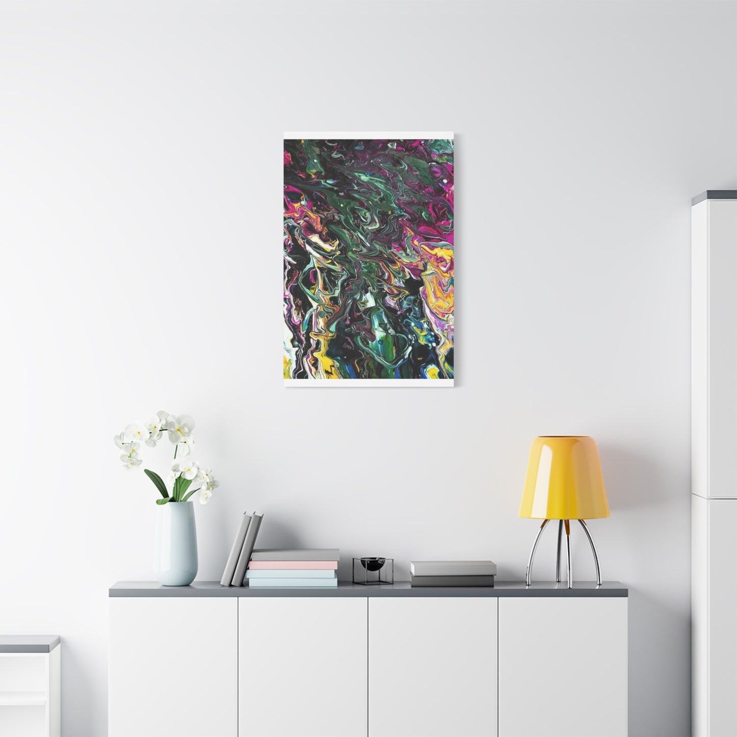 chaos in the garden - Abstract Fluid Art Matte Canvas Print - Colorful Swirl Wall Art