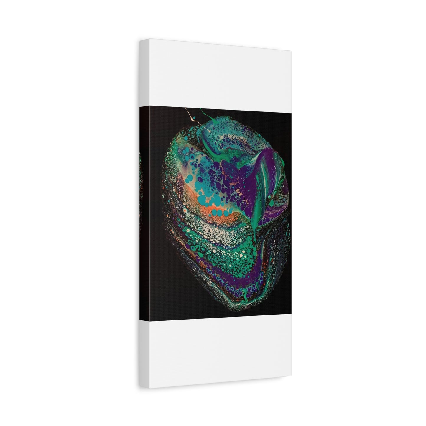 Abstract Fluid Art Canvas Print — Teal, Purple & Gold Swirl Matte Stretched Wall Art