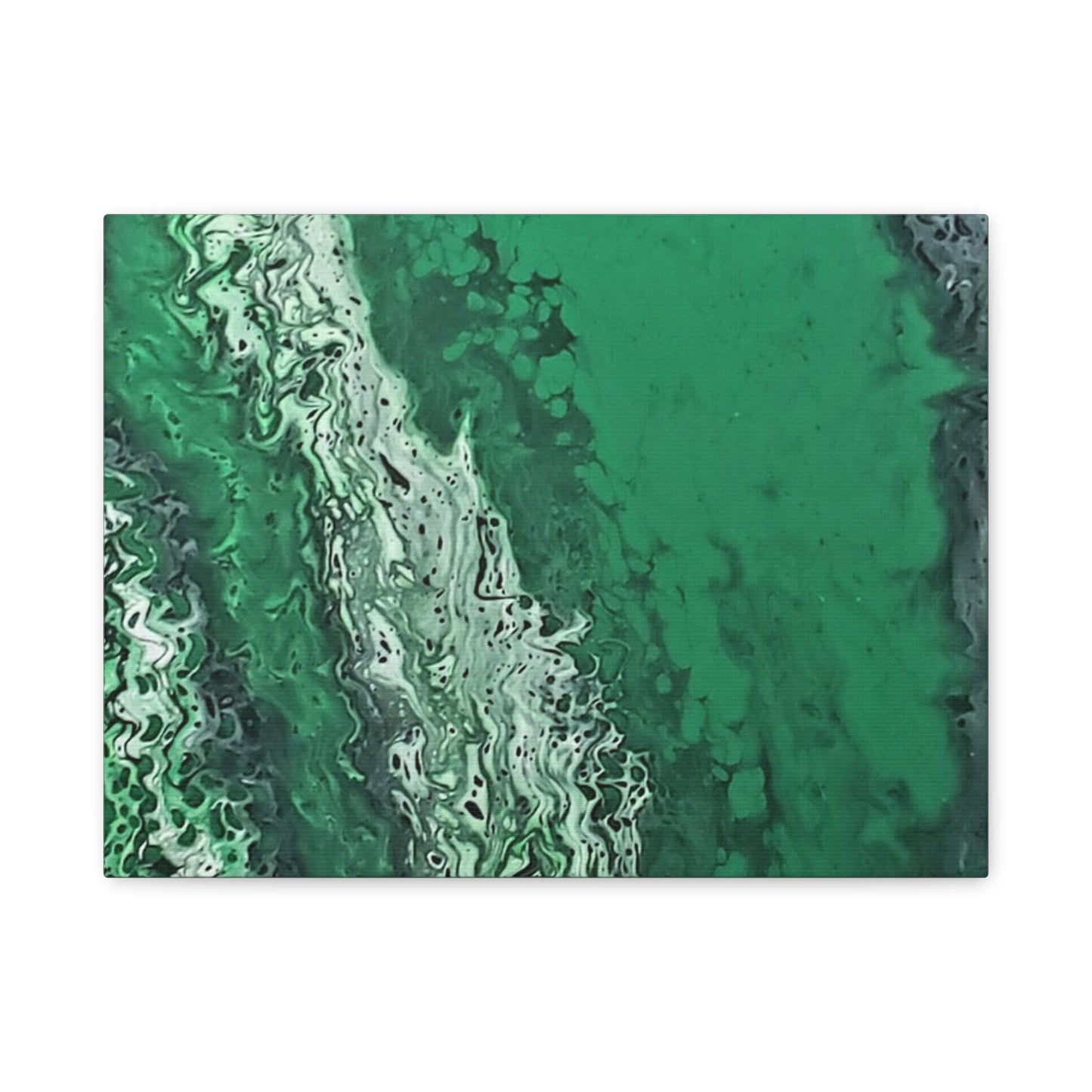 Emerald Wave Abstract Canvas Print — Matte Stretched Wall Art