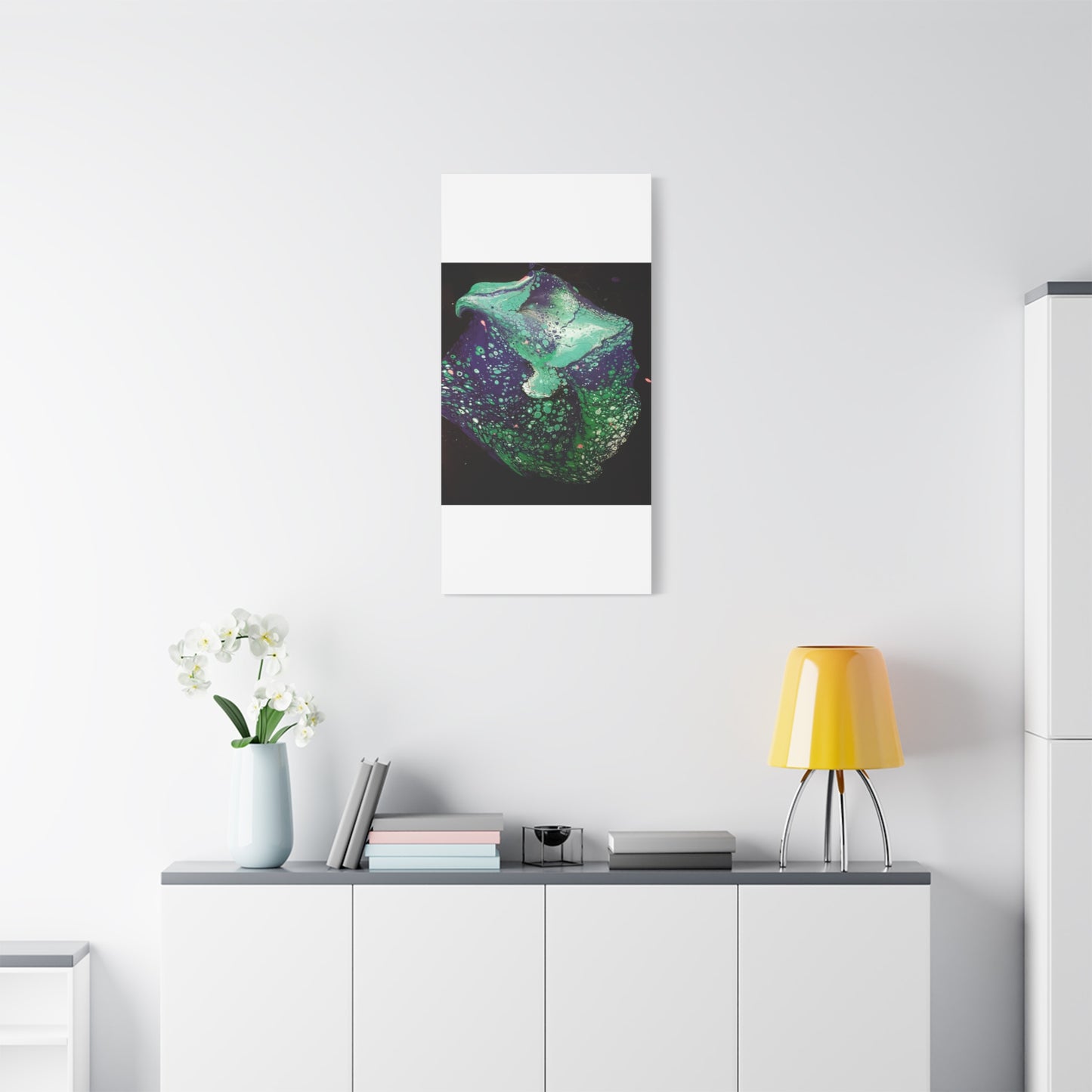 Abstract Green & Teal Fluid Art Canvas Print - Matte Stretched Wall Art