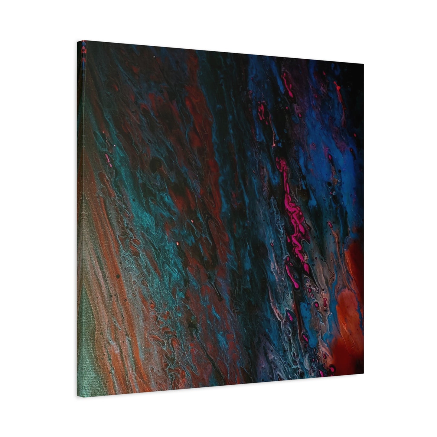 Abstract Fluid Art Canvas Wall Art - Jupiter pour — Vibrant Ocean Night Matte Stretched Canvas