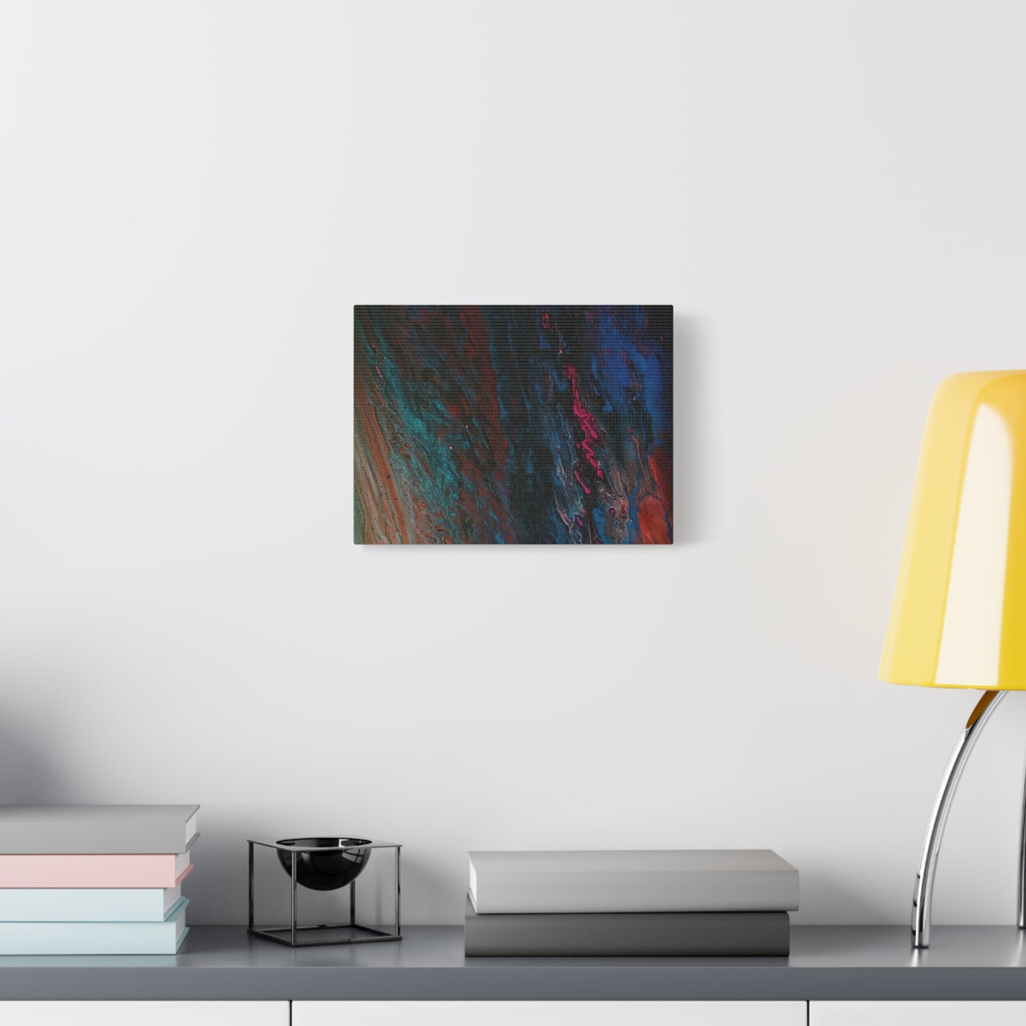 Abstract Fluid Art Canvas Wall Art - Jupiter pour — Vibrant Ocean Night Matte Stretched Canvas