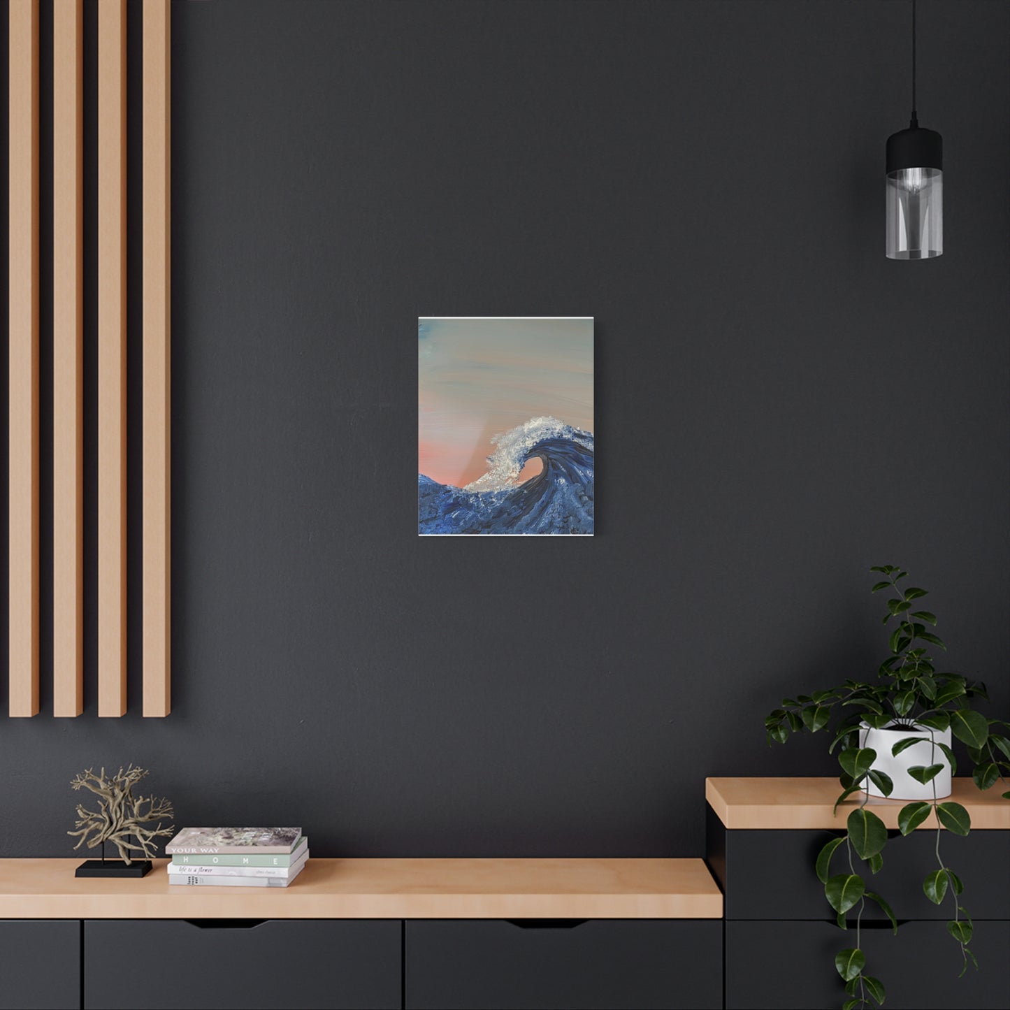 California_Coast - Ocean Wave Canvas Art — Blue Wave Seascape Matte Stretched Canvas