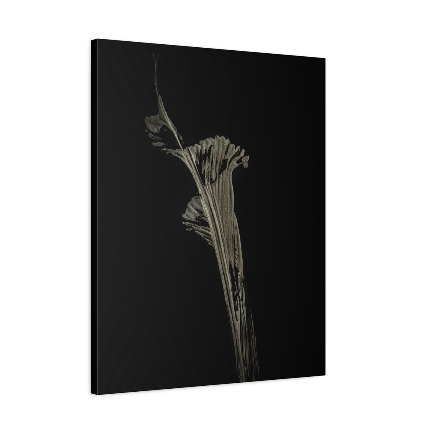 Calla Lilly - Minimalist Botanical Canvas Print — Monochrome Flower Art on Black Matte
