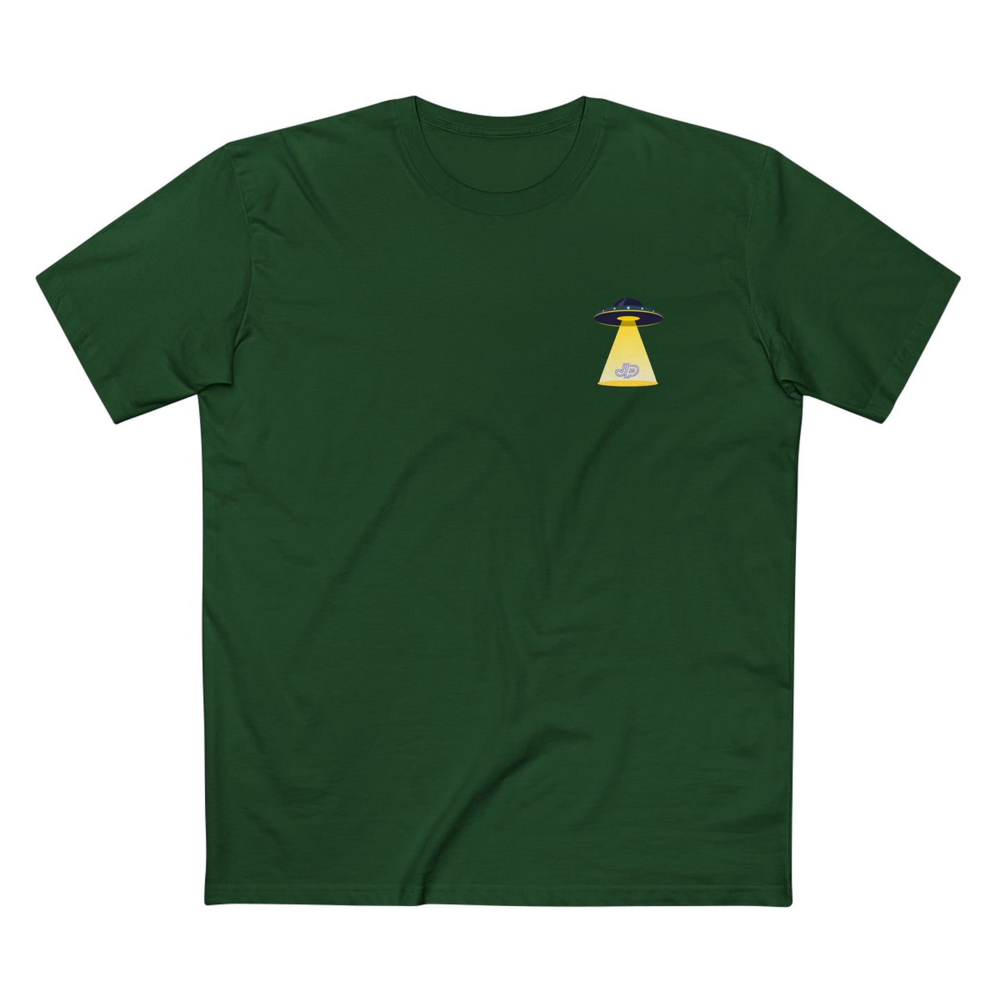 UFO Chest Pocket Tee — Retro Rocket Back Graphic Shirt