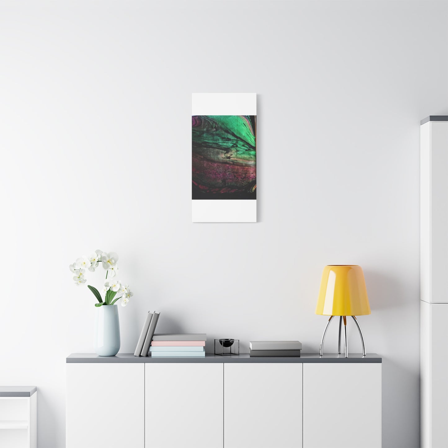 flame tempered pour - Abstract Teal & Magenta Canvas Wall Art — Matte Stretched 1.25"