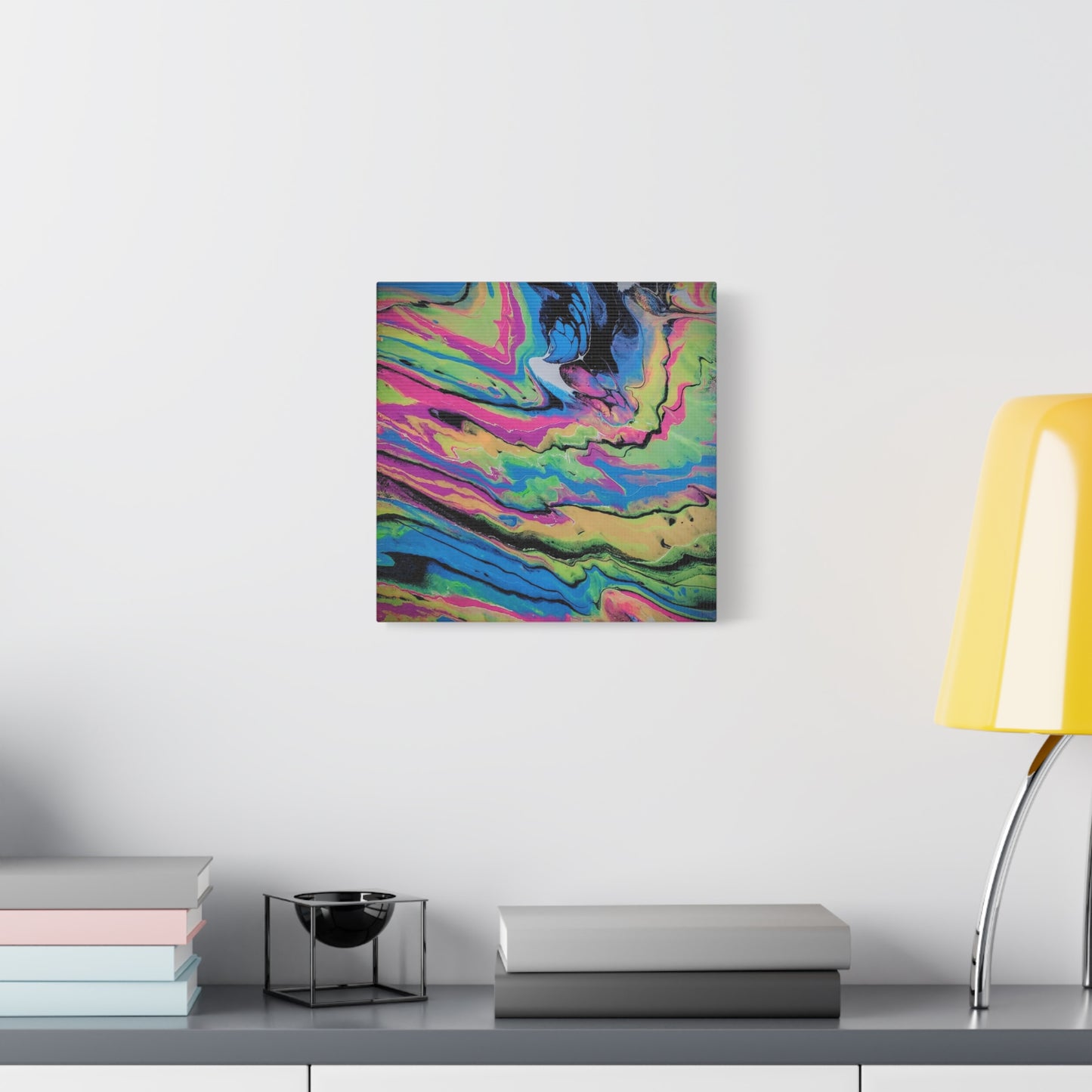 Abstract Neon Fluid Art Canvas Print — Vibrant Psychedelic Wall Decor
