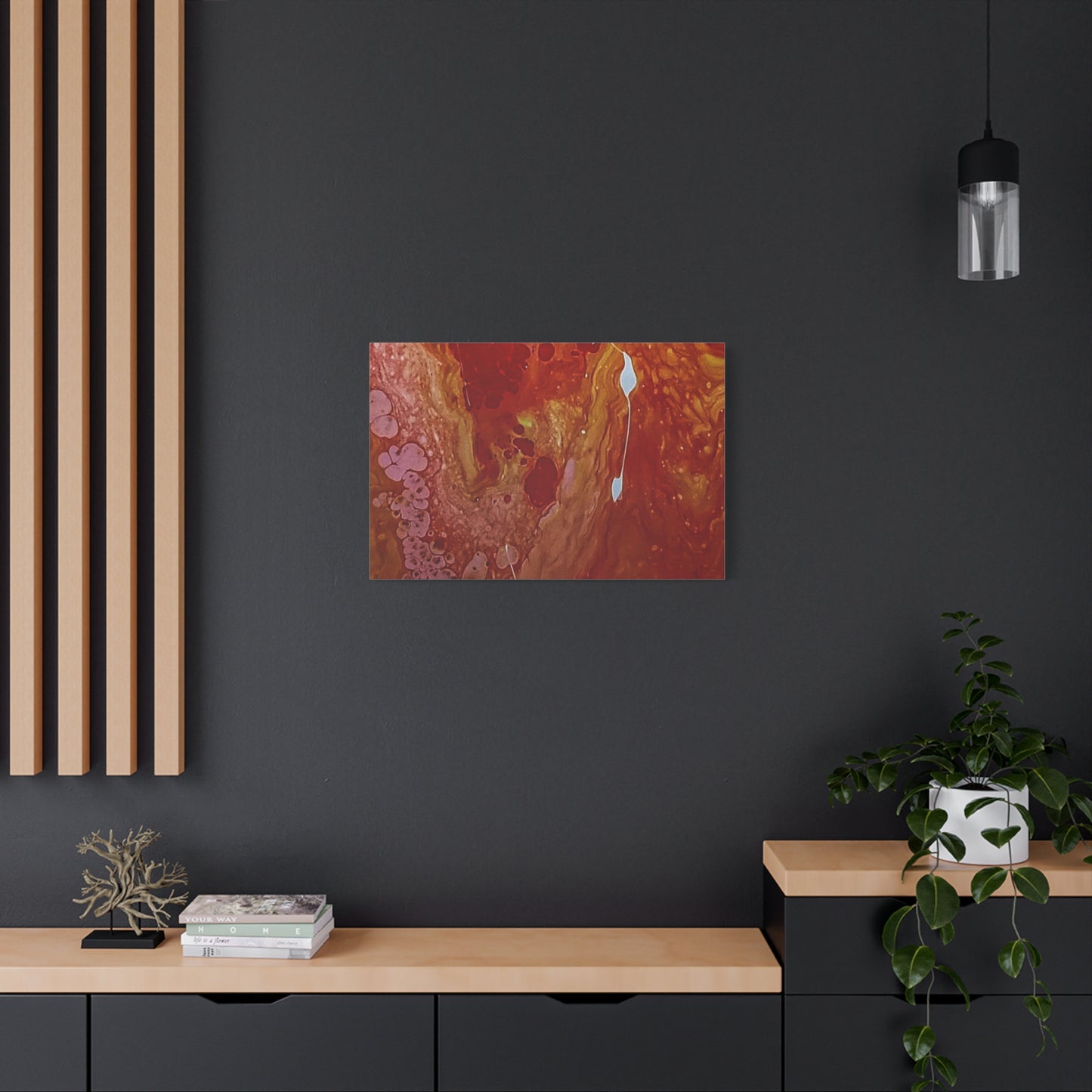 Abstract Red Fluid Art Canvas Print — Matte Stretched Wall Art