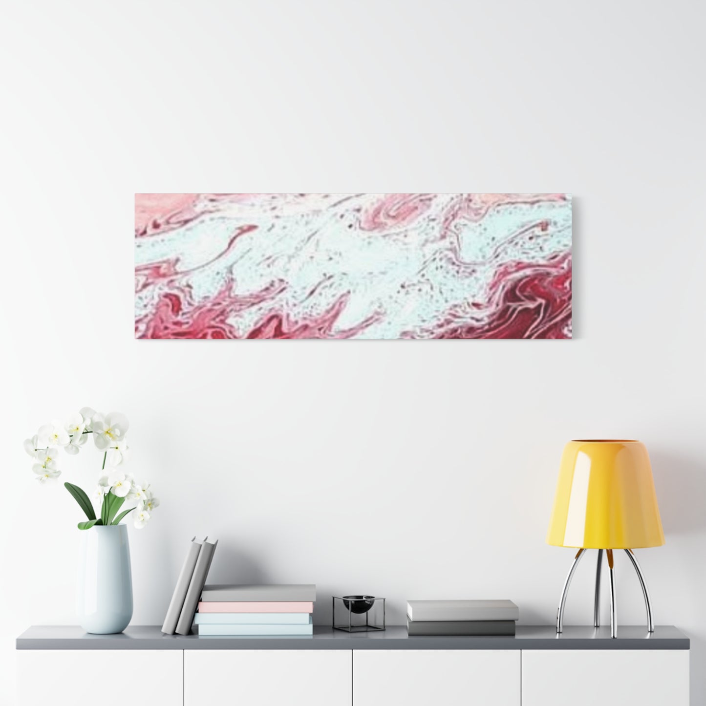 Abstract Pink & Red Fluid Art Canvas — Matte Stretched Wall Art