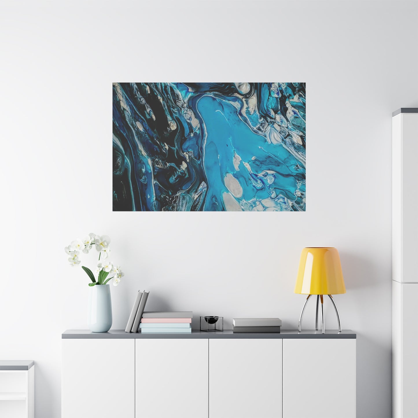 Blue Ocean Abstract Matte Canvas Print — Stretched Wall Art