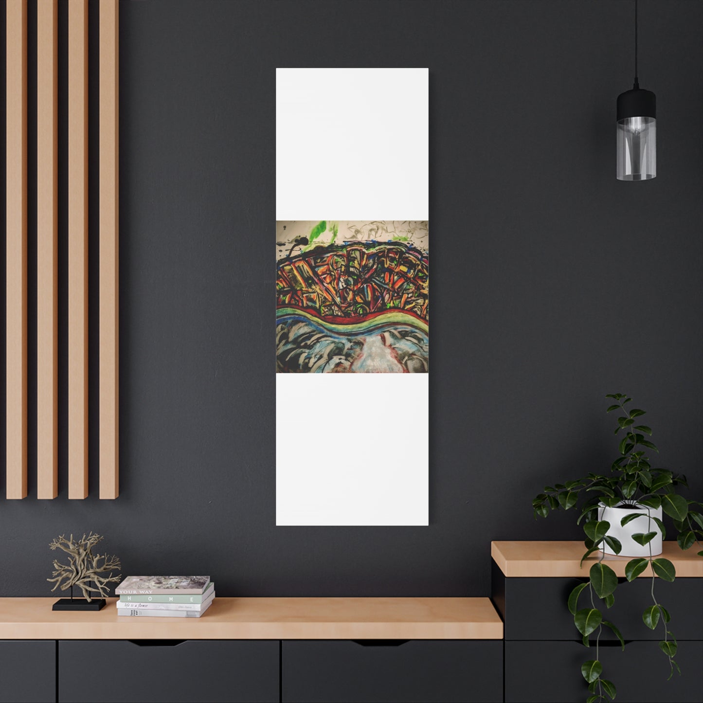 Acrylic_inequalities - Abstract Coastal Cityscape Canvas — Vibrant Ocean Wave Wall Art