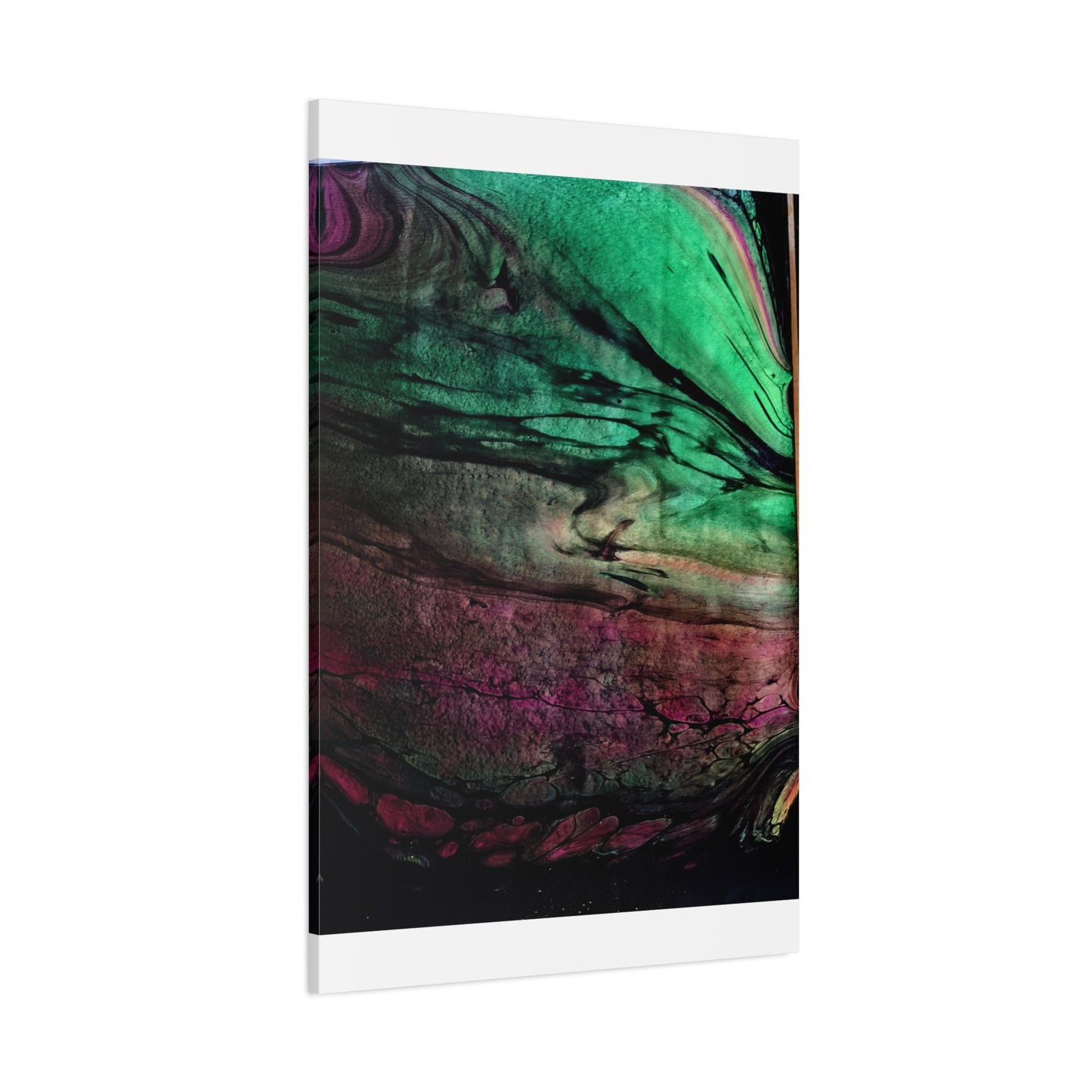 flame tempered pour - Abstract Teal & Magenta Canvas Wall Art — Matte Stretched 1.25"