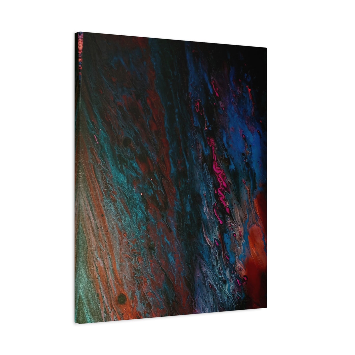Abstract Fluid Art Canvas Wall Art - Jupiter pour — Vibrant Ocean Night Matte Stretched Canvas