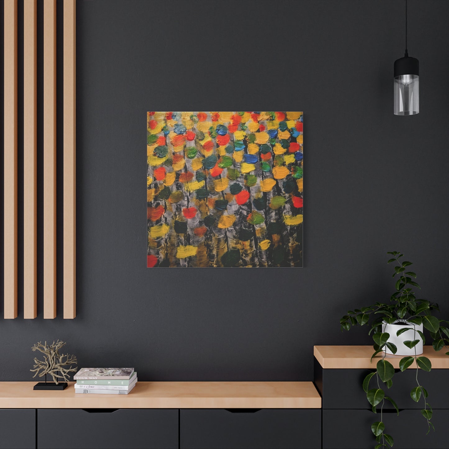 birch trees with color strokes - Abstract Color Bloom Matte Canvas Wall Art — Stretched 1.25"