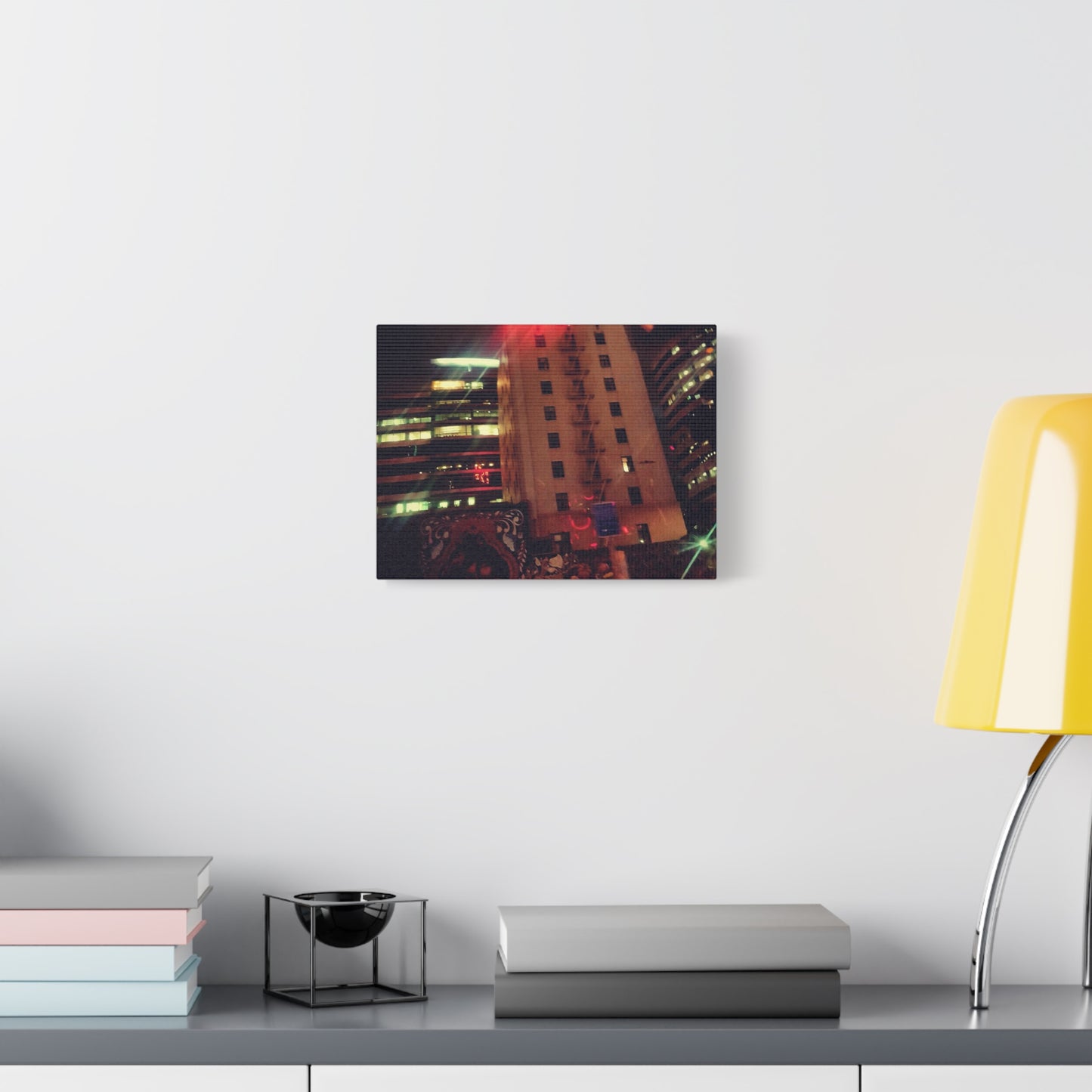 Hotel DeAnza - City Nightscape Canvas Print — Urban Street Art Building Matte Stretched 1.25"