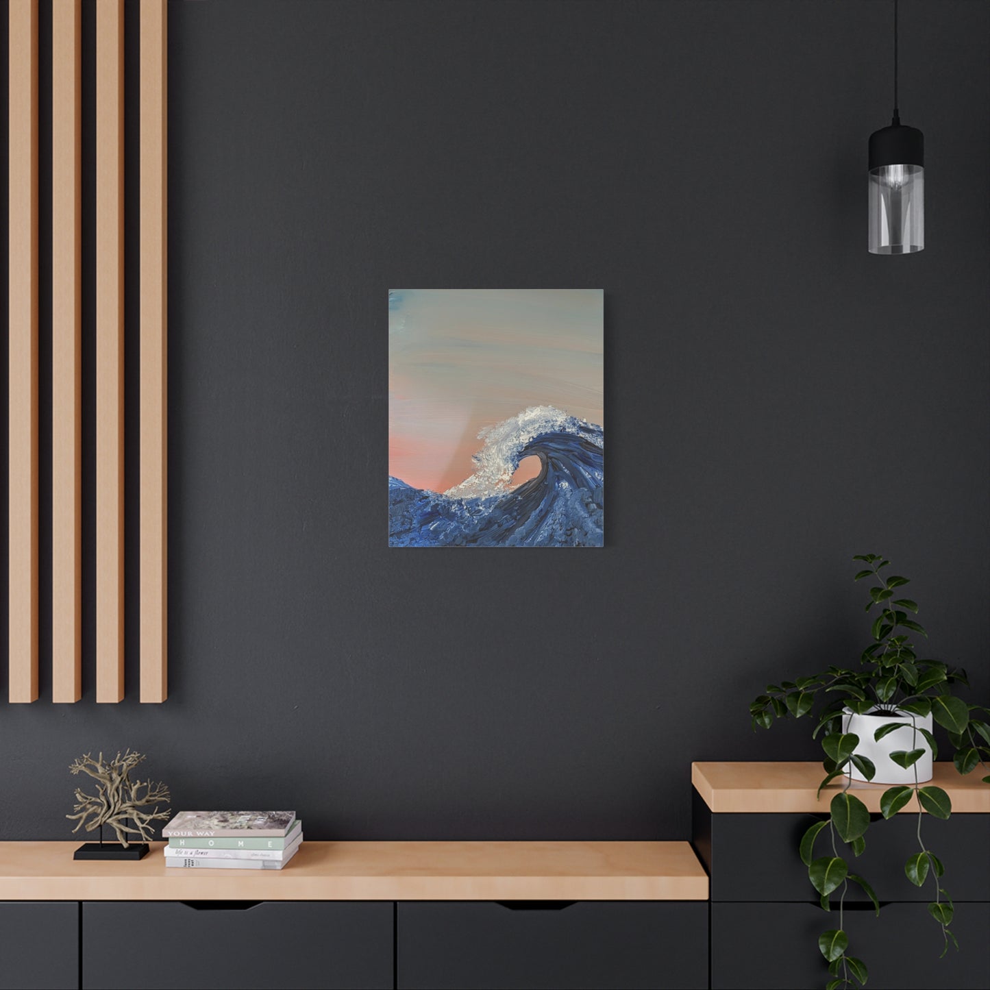 California_Coast - Ocean Wave Canvas Art — Blue Wave Seascape Matte Stretched Canvas