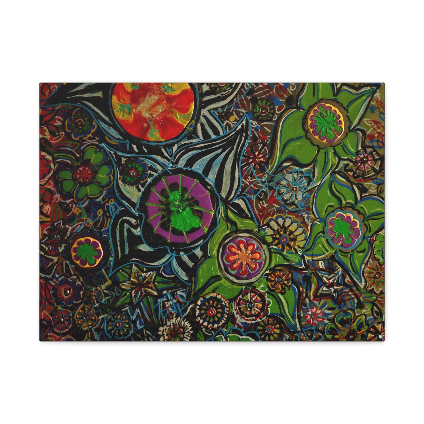 Urban_gardening-03 - Psychedelic Floral Canvas Print — Vibrant Abstract Garden Wall Art