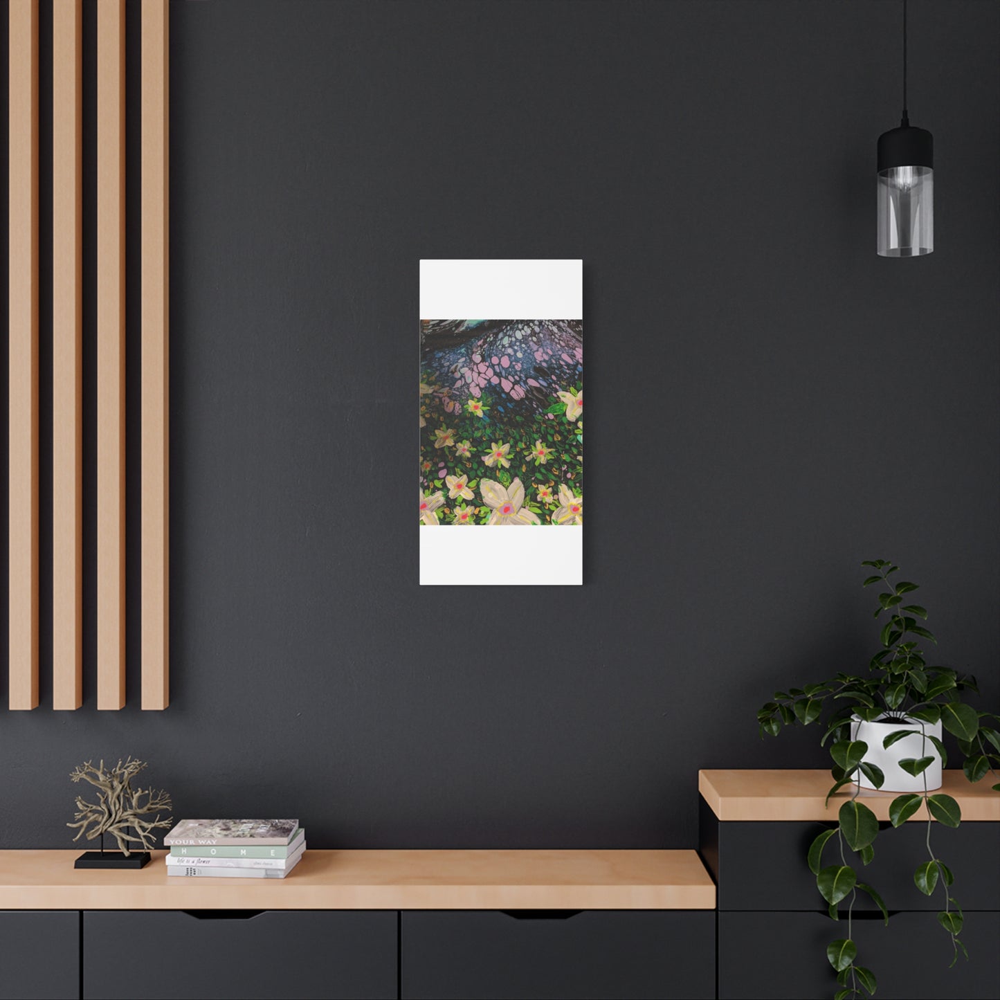 Floetrol&Flowers - Night Pour Garden Matte Canvas Print — Stretched Wall Art