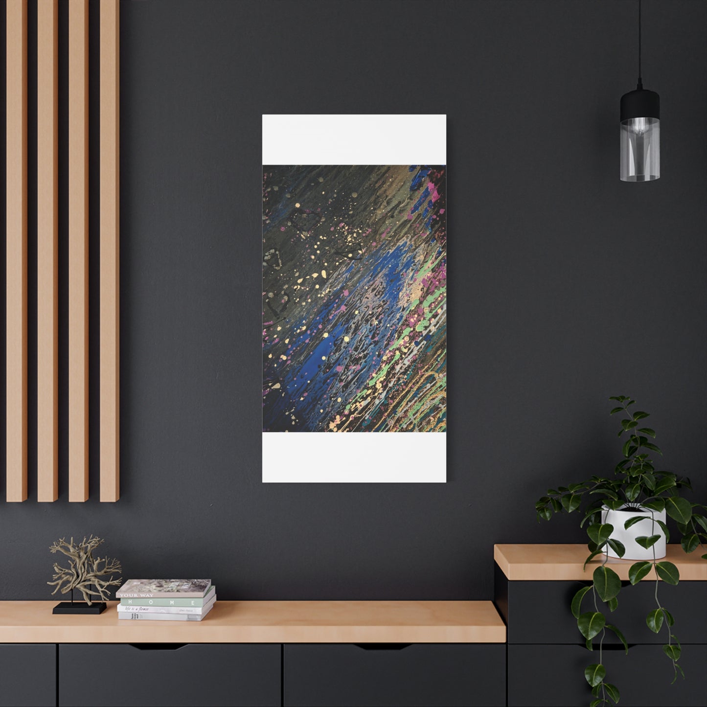 Abstract Splatter Matte Canvas Print — Colorful Fluid Art Wall Decor, Stretched 1.25"