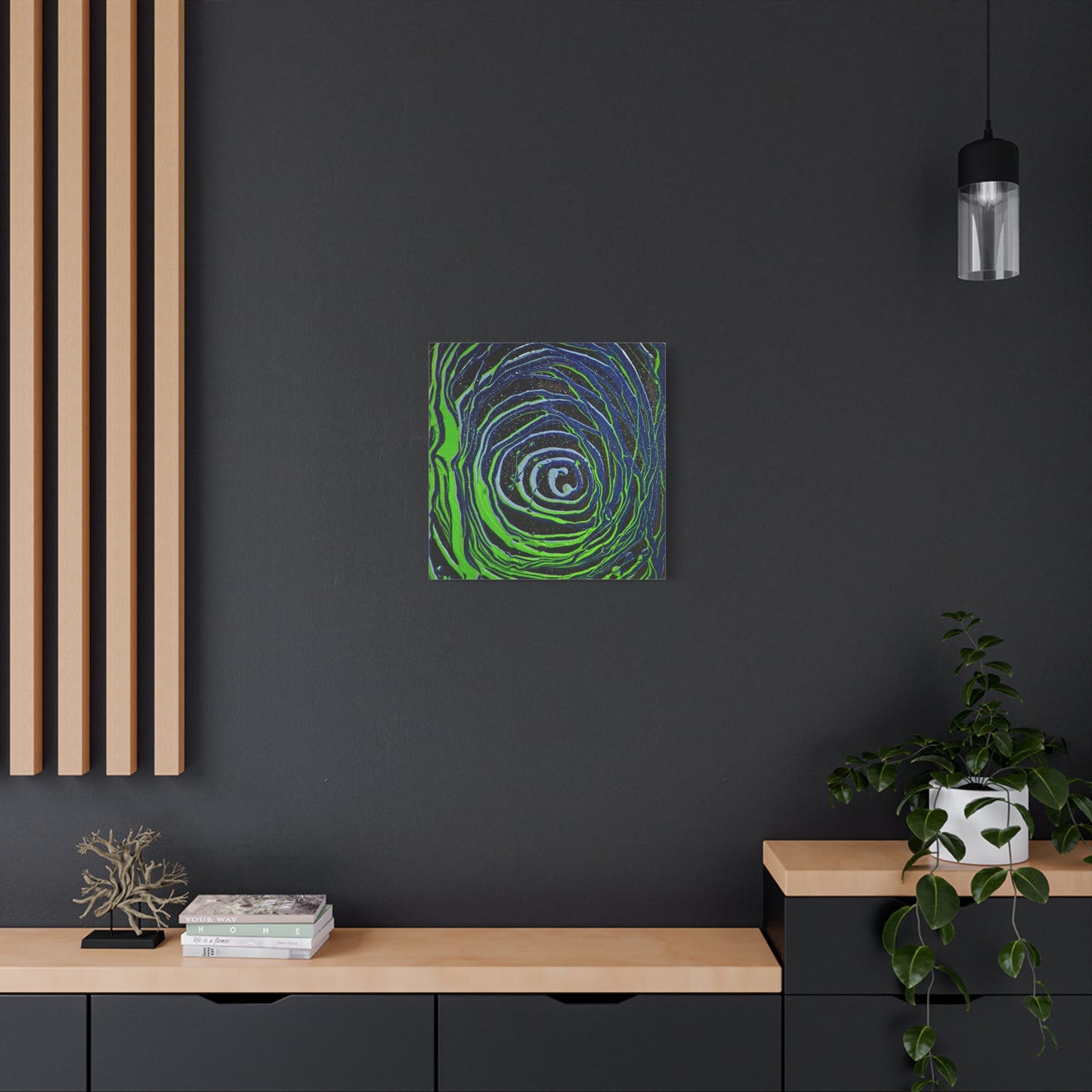 Abstract Green Swirl Matte Canvas Art — Stretched 1.25" Wall Décor