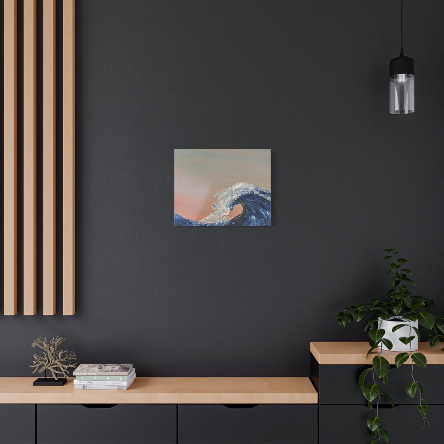 California_Coast - Ocean Wave Canvas Art — Blue Wave Seascape Matte Stretched Canvas