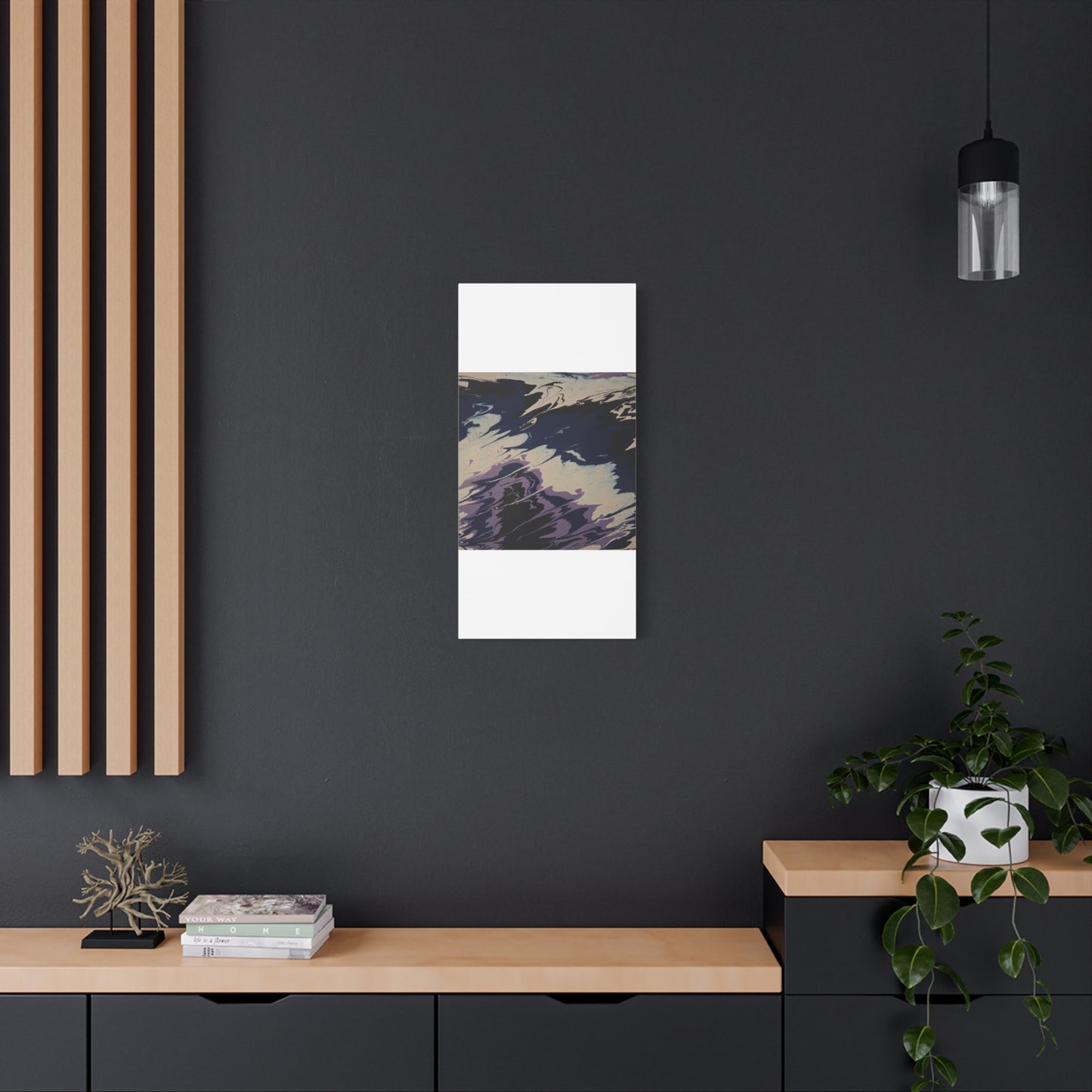 Abstract Navy & Lavender Wave Matte Stretched Canvas (1.25")