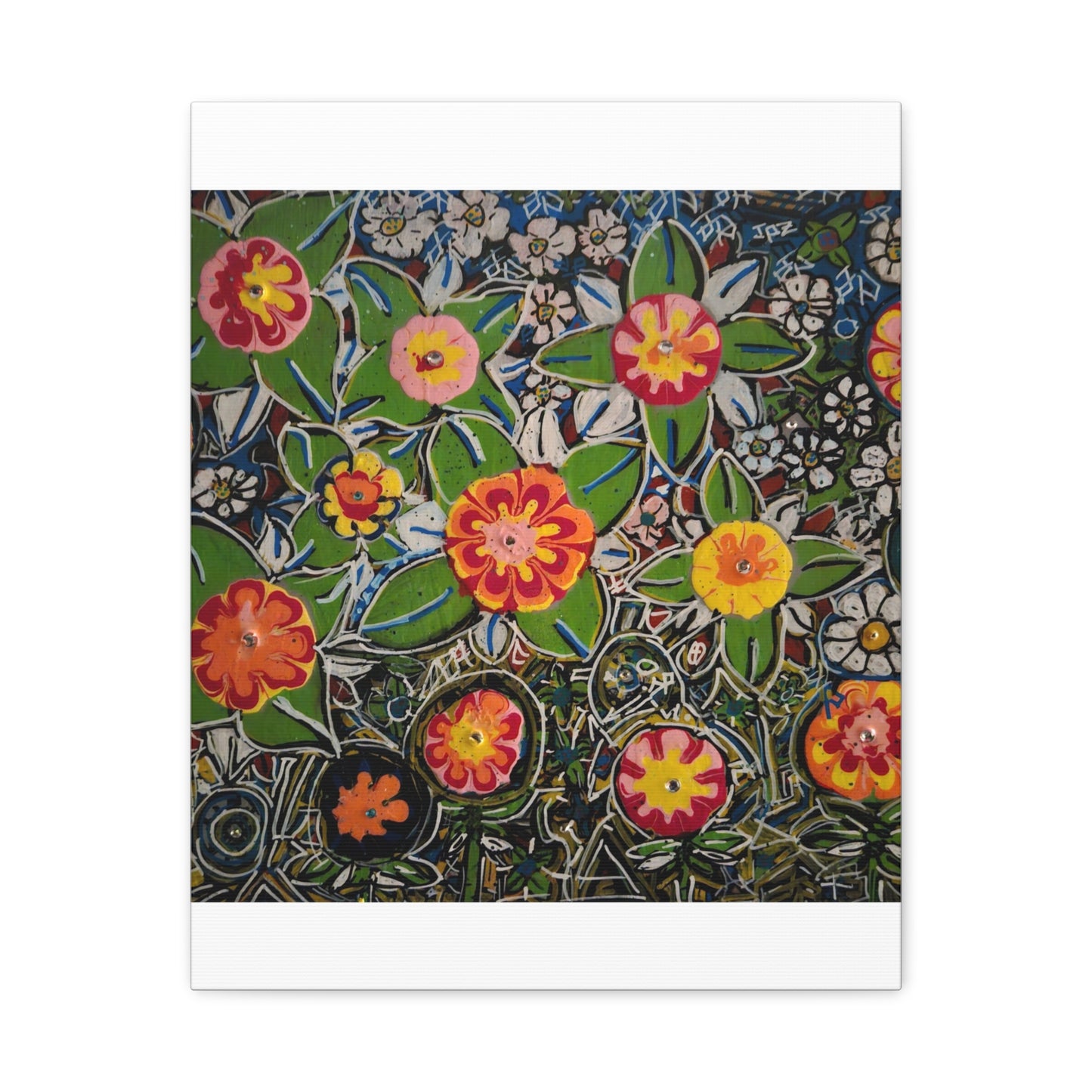 Urban_gardening-04 - Floral Pop Matte Stretched Canvas – Colorful Hand-Painted Garden Wall Art