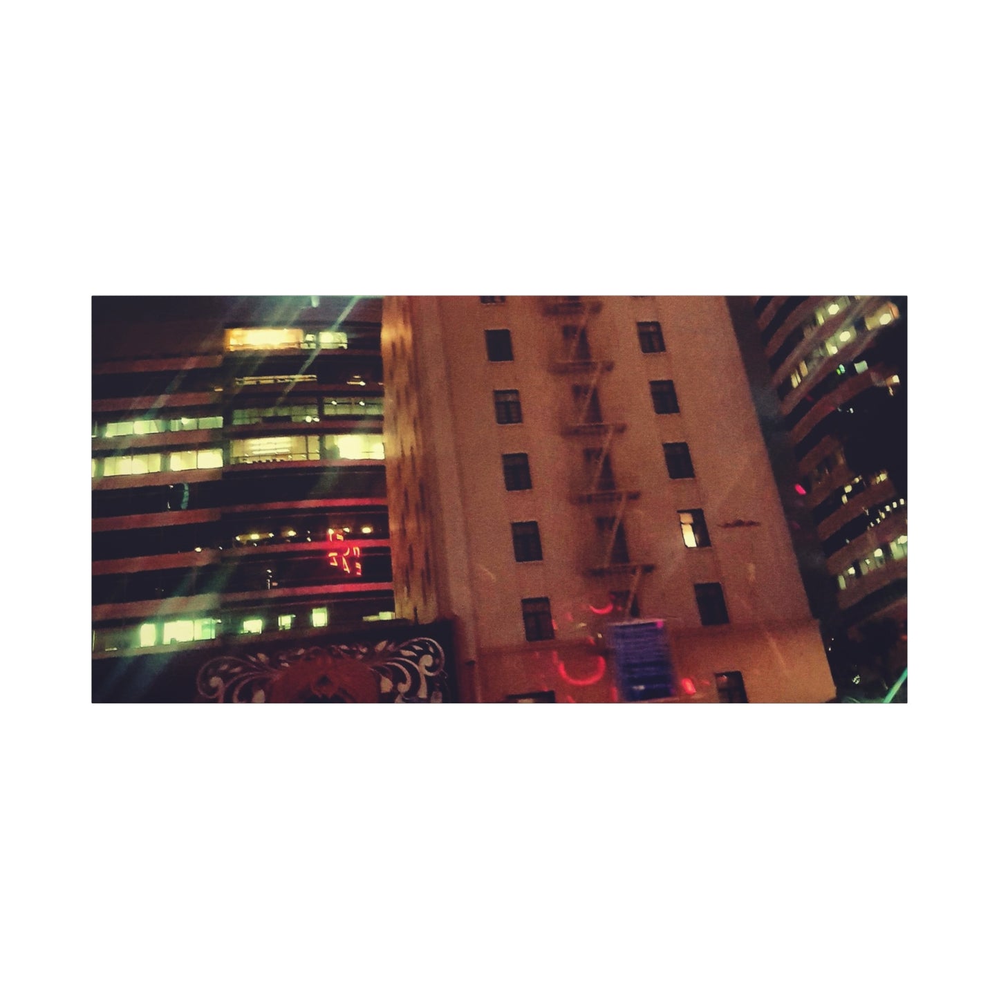 Hotel DeAnza - City Nightscape Canvas Print — Urban Street Art Building Matte Stretched 1.25"