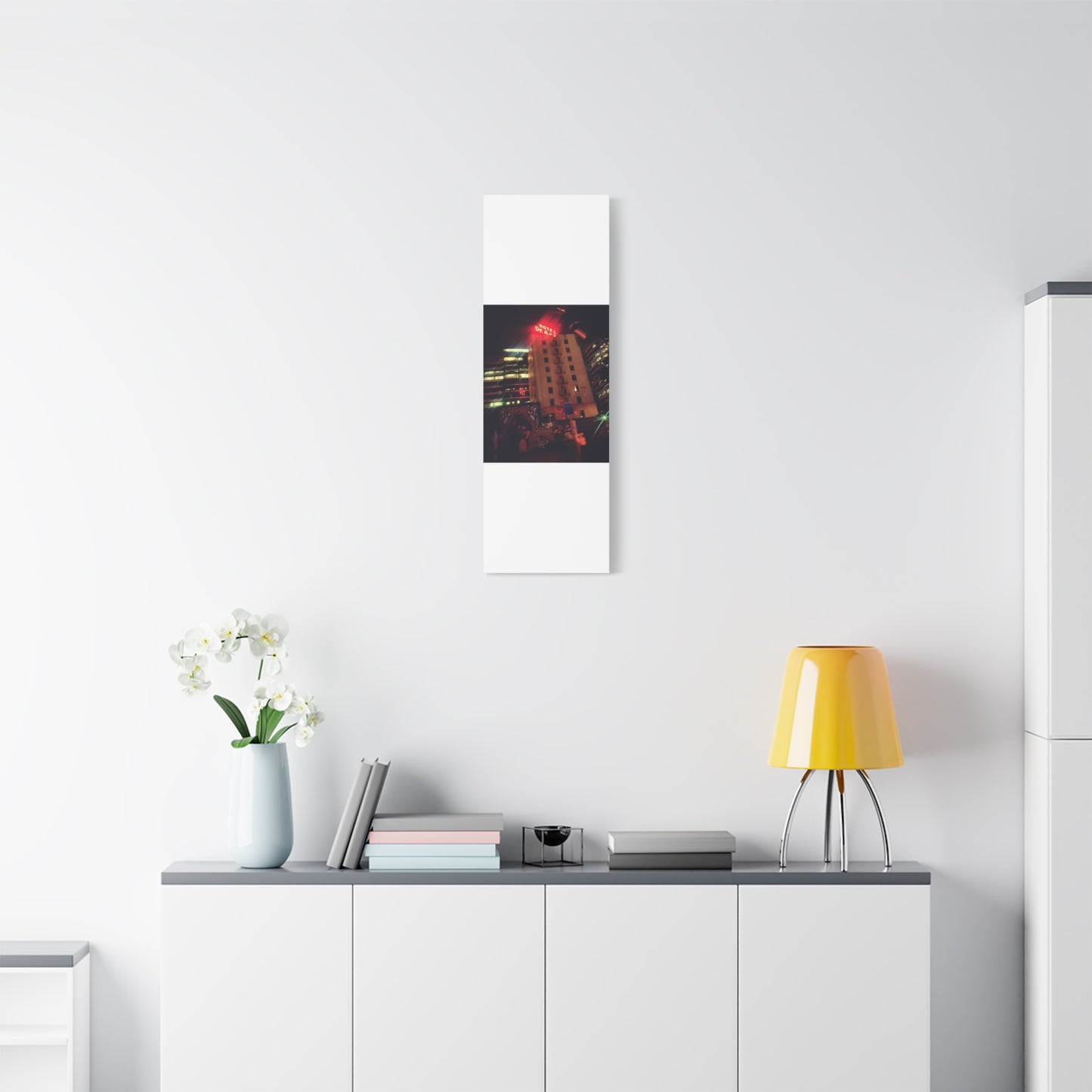 Hotel DeAnza - City Nightscape Canvas Print — Urban Street Art Building Matte Stretched 1.25"