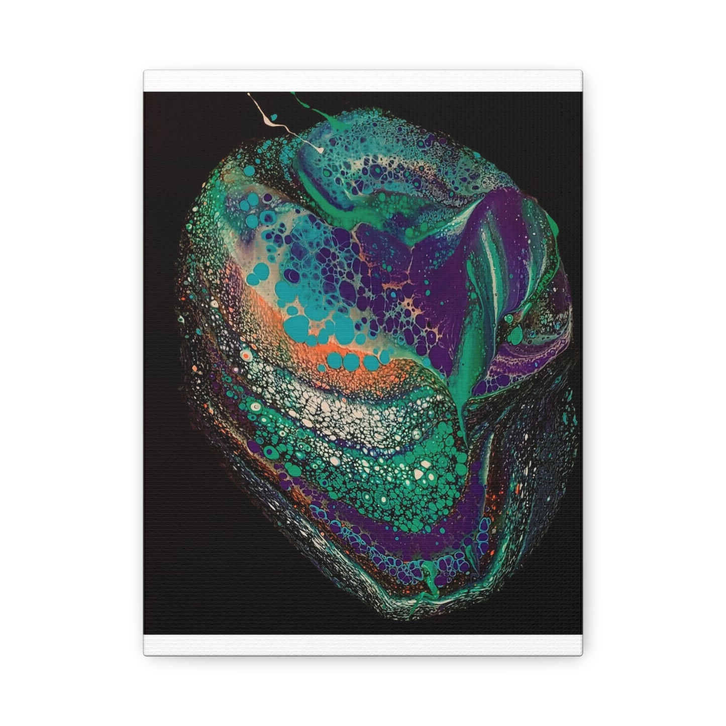 Abstract Fluid Art Canvas Print — Teal, Purple & Gold Swirl Matte Stretched Wall Art