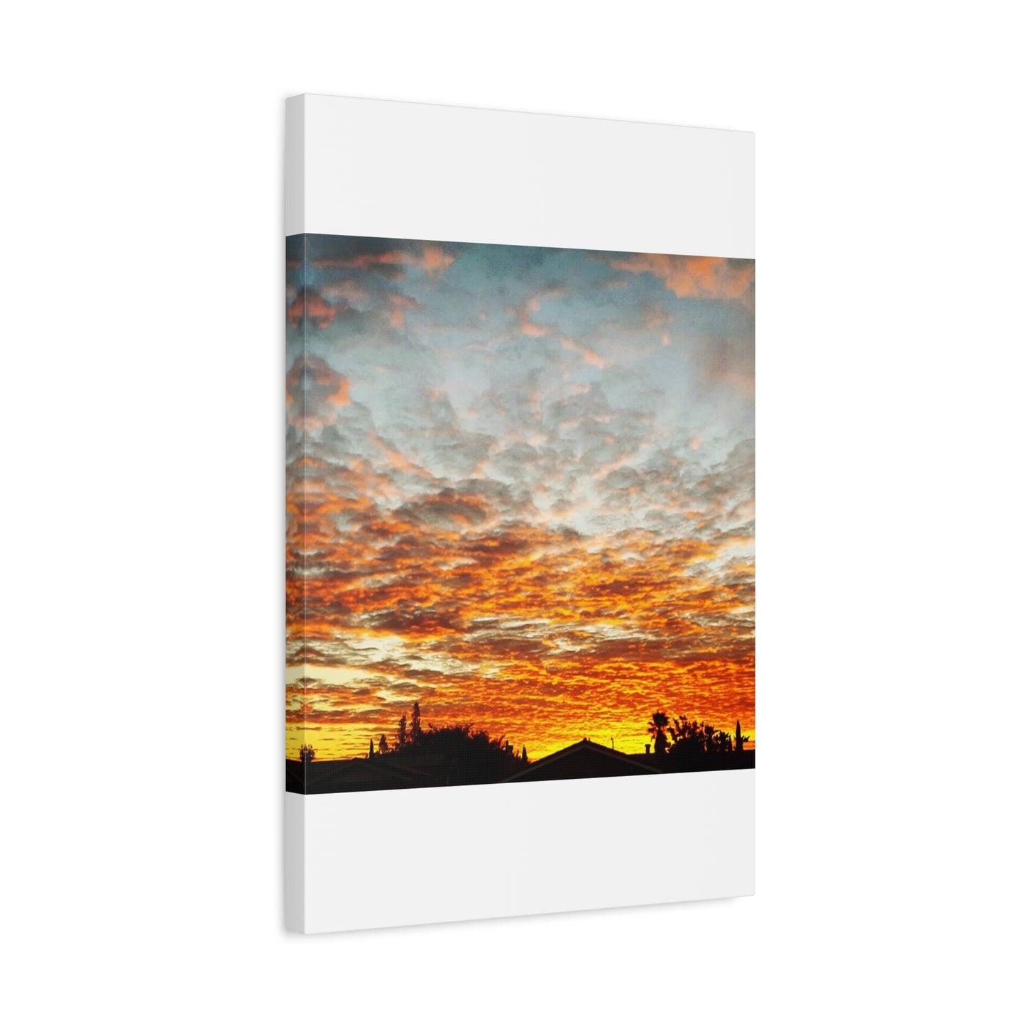 Sunset Sky Canvas Print — Orange Cloudscape Matte Stretched Wall Art