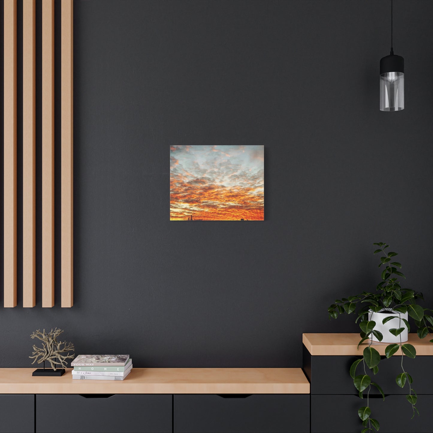 Sunset Sky Canvas Print — Orange Cloudscape Matte Stretched Wall Art