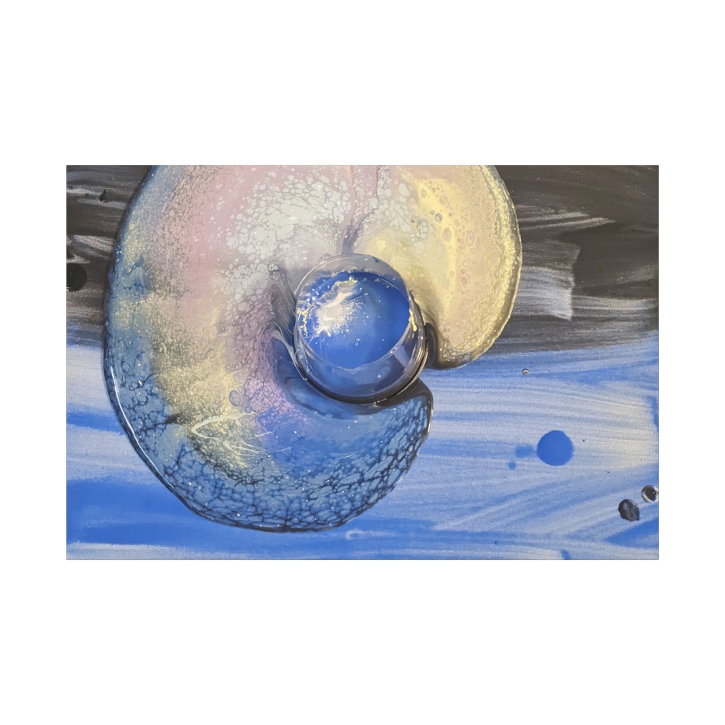 the nautilus - Abstract Blue Spiral Matte Canvas Art - Nautical Coastal Wall Decor