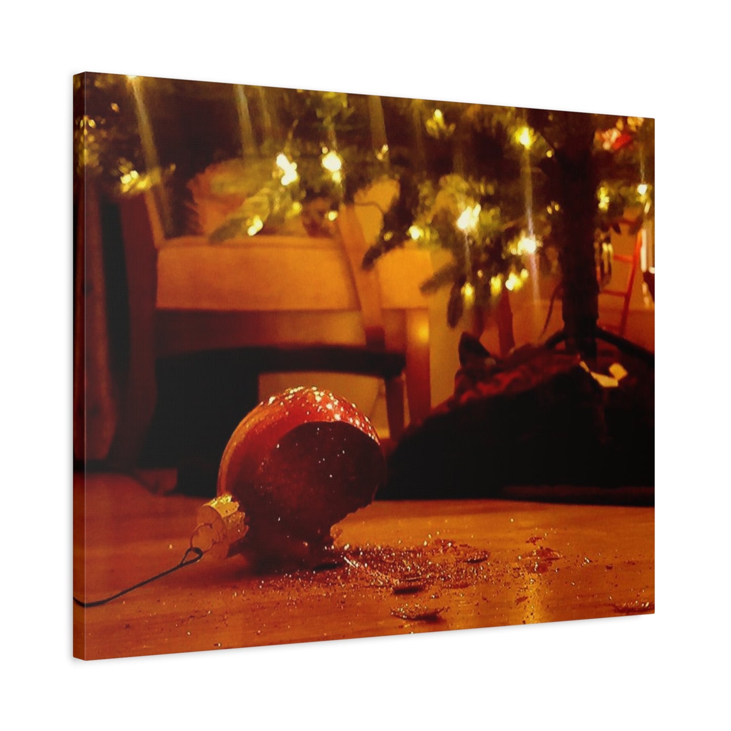 Christmas Tree Ornament Photo Canvas – Cozy Holiday Still Life Wall Art