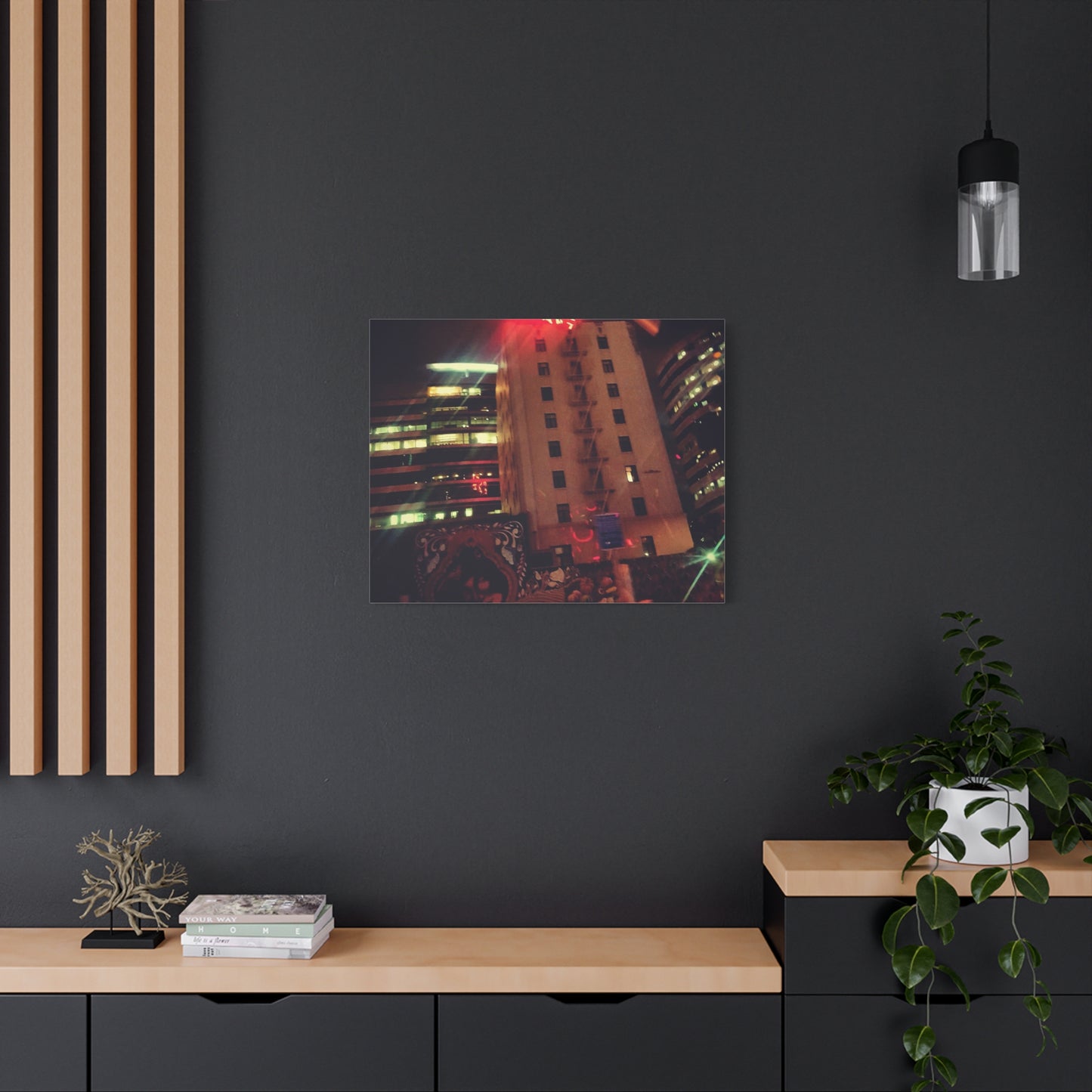 Hotel DeAnza - City Nightscape Canvas Print — Urban Street Art Building Matte Stretched 1.25"