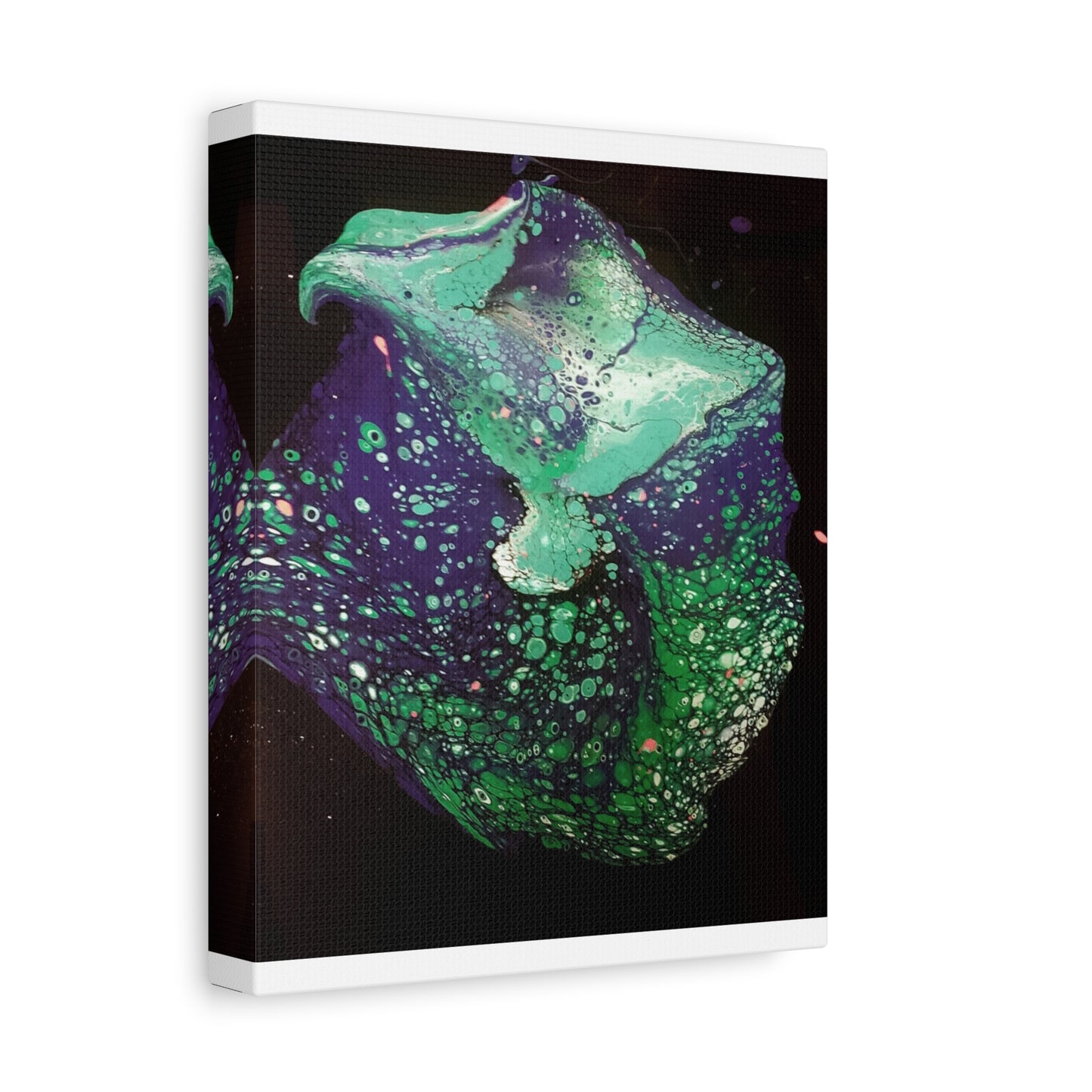 Abstract Green & Teal Fluid Art Canvas Print - Matte Stretched Wall Art