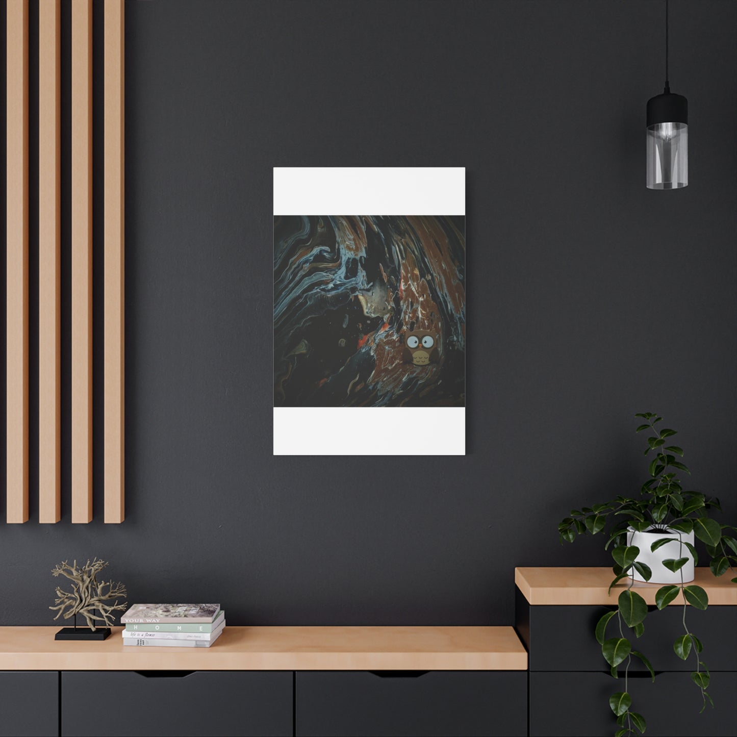 Abstract Swirl Owl Matte Canvas Print