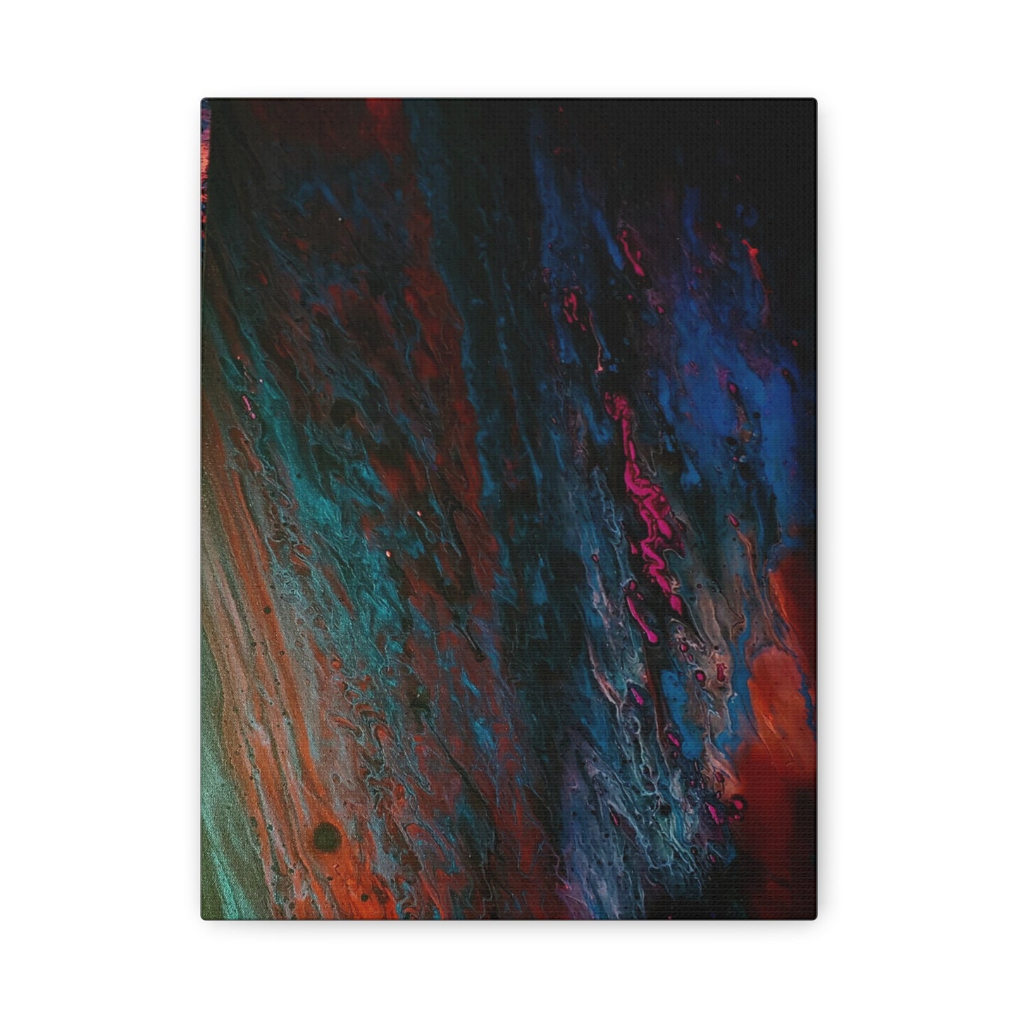 Abstract Fluid Art Canvas Wall Art - Jupiter pour — Vibrant Ocean Night Matte Stretched Canvas