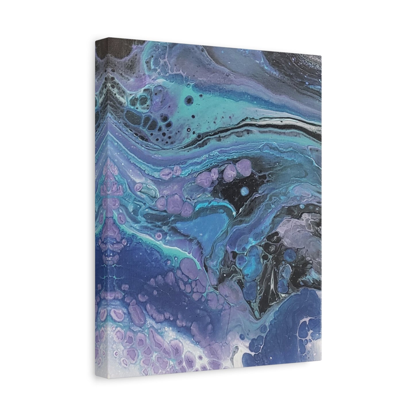 Abstract Ocean Wave Matte Canvas Print — Blue & Purple Fluid Art, Stretched 1.25"