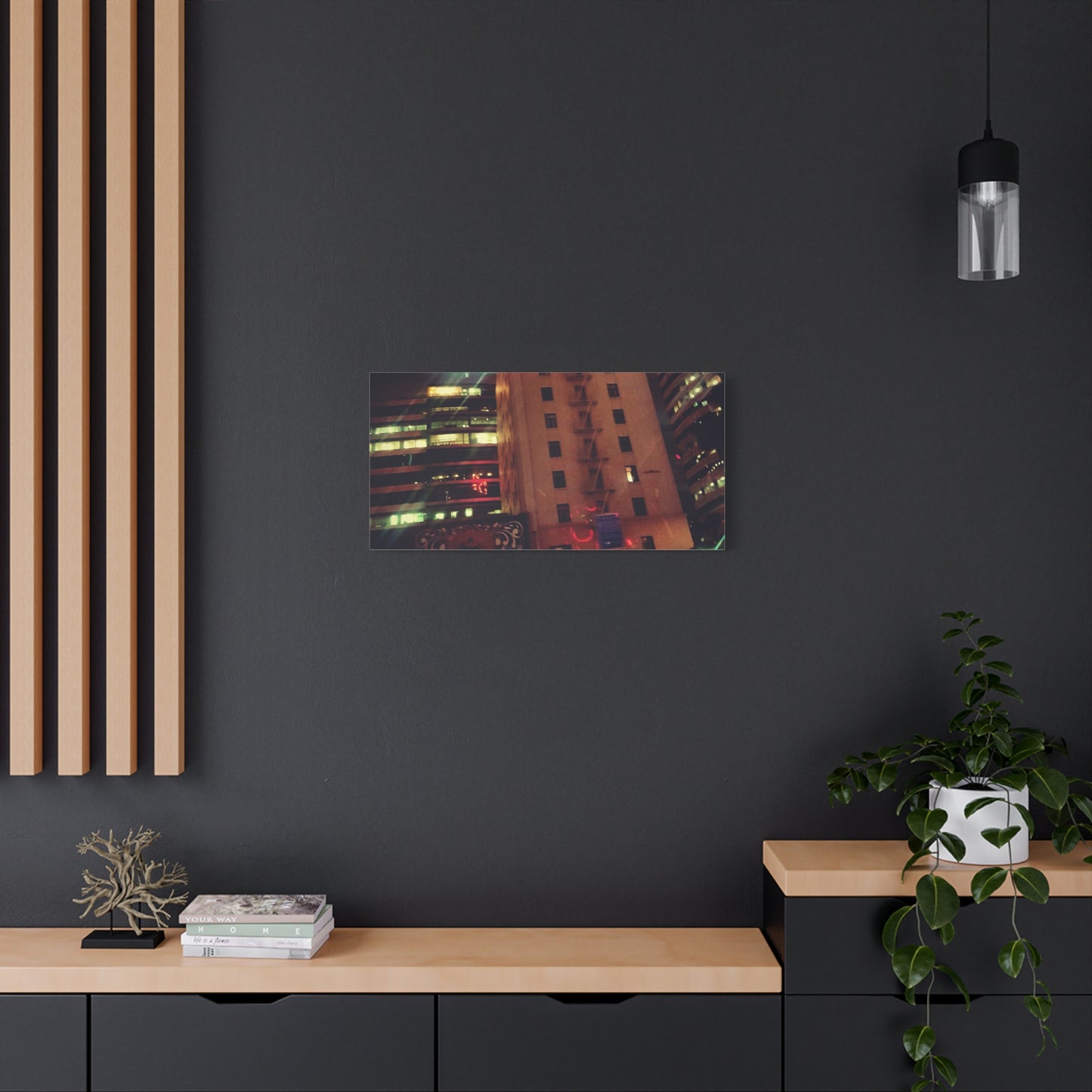 Hotel DeAnza - City Nightscape Canvas Print — Urban Street Art Building Matte Stretched 1.25"