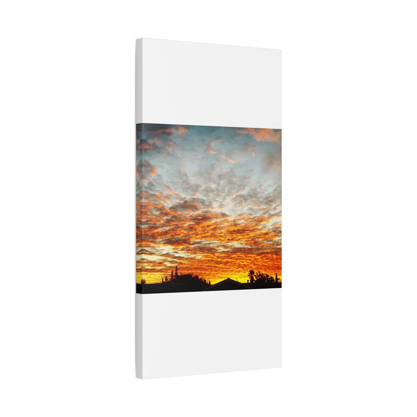 Sunset Sky Canvas Print — Orange Cloudscape Matte Stretched Wall Art