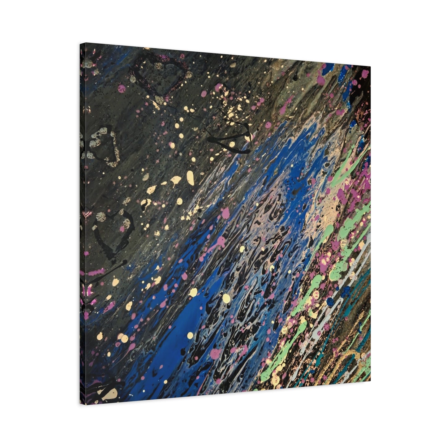 Abstract Splatter Matte Canvas Print — Colorful Fluid Art Wall Decor, Stretched 1.25"