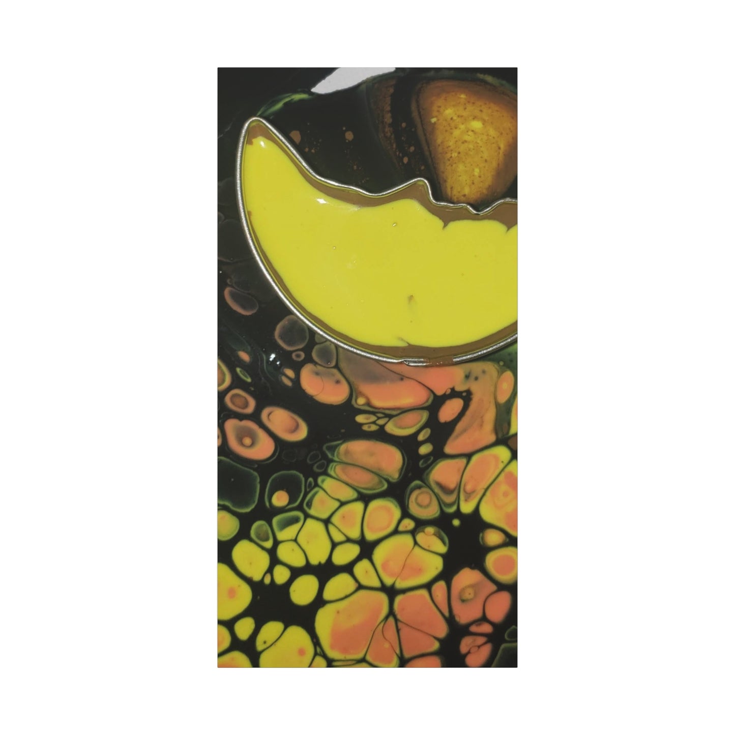 Abstract Fluid Art Canvas Print — Yellow & Black Cell Pour